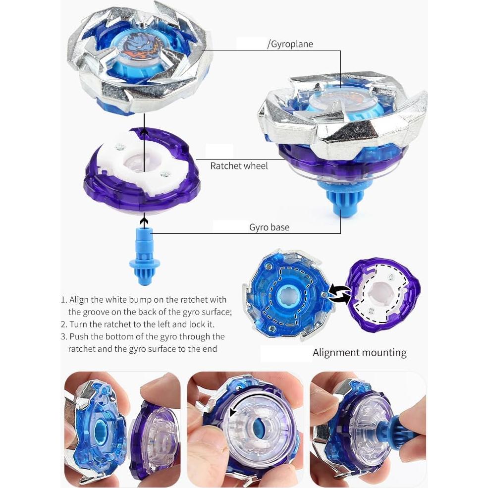 Conjunto de Batalla Bey ASVEXKW 8 Peonzas y Lanzadores