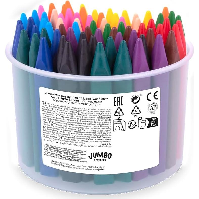 Crayones Triangulares Jovi Triwax Jumbo 72 Piezas con Sacapuntas
