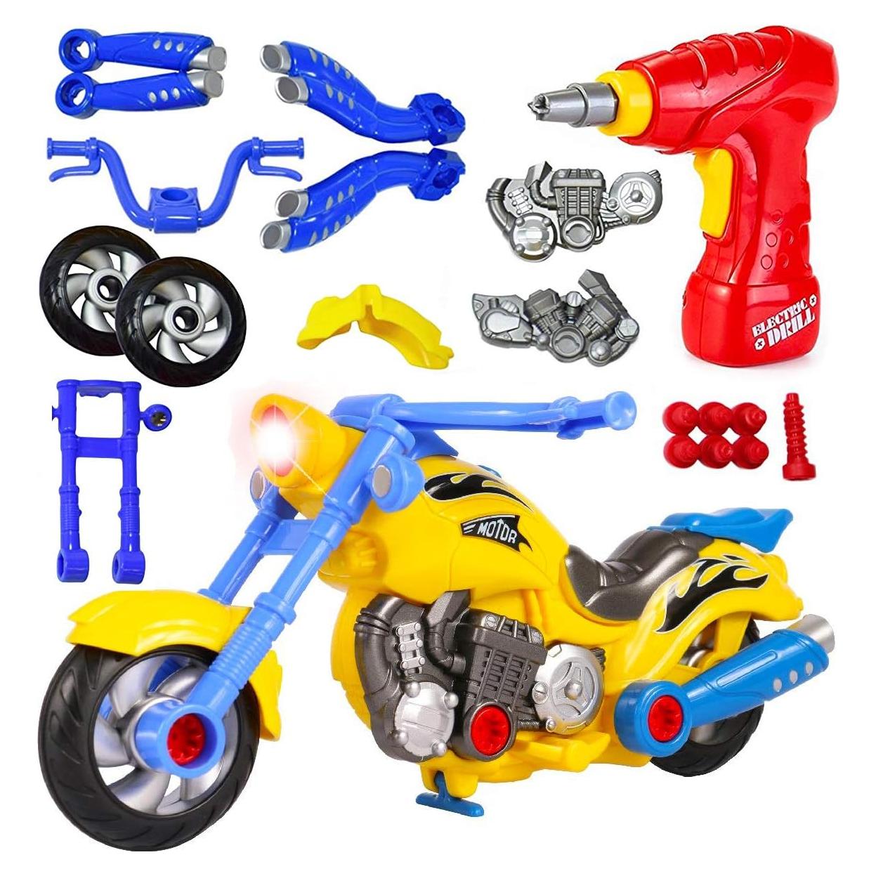 Juguete de Construcción Motocicleta Liberty Imports - 20 Piezas con Taladro Eléctrico y Sonidos