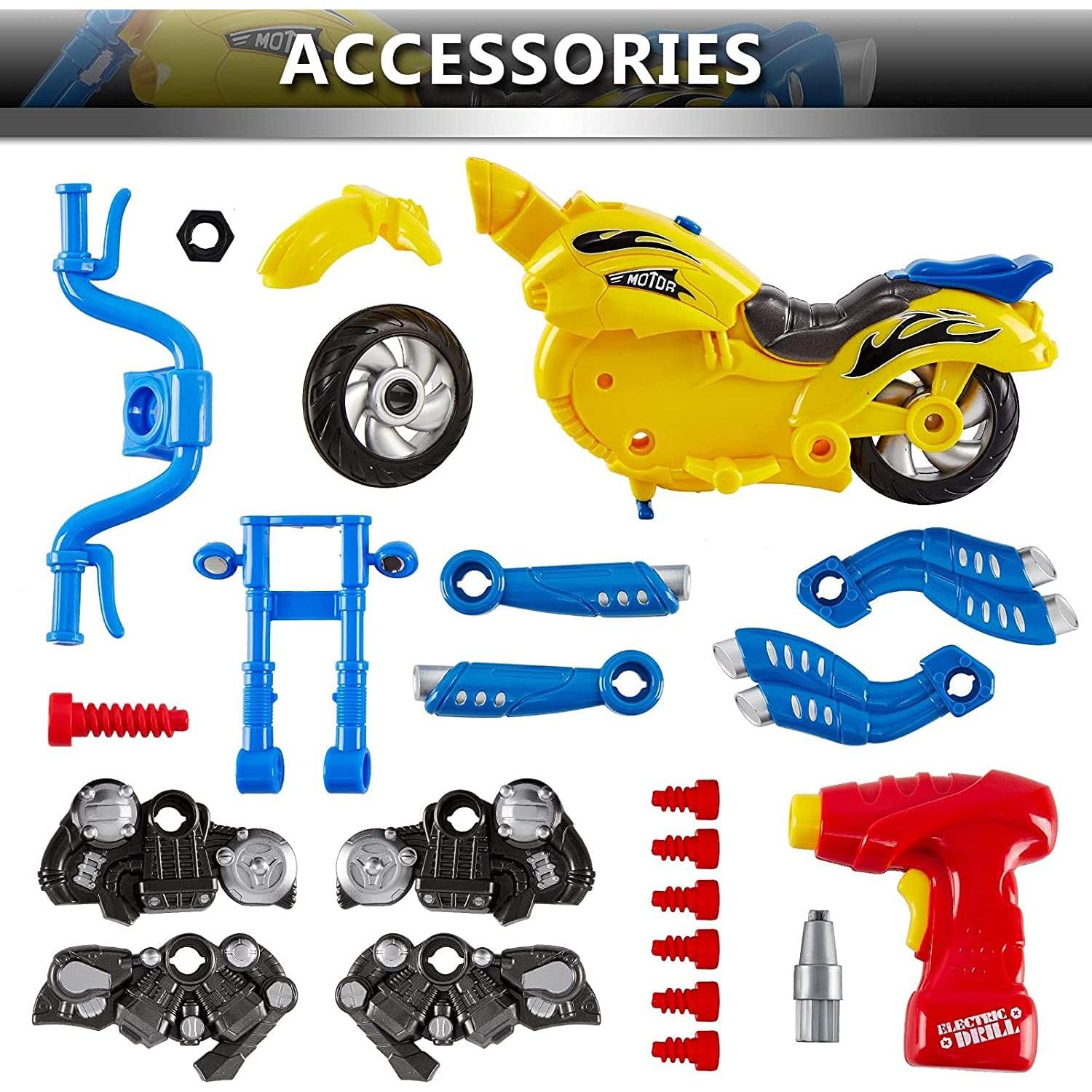 Juguete de Construcción Motocicleta Liberty Imports - 20 Piezas con Taladro Eléctrico y Sonidos