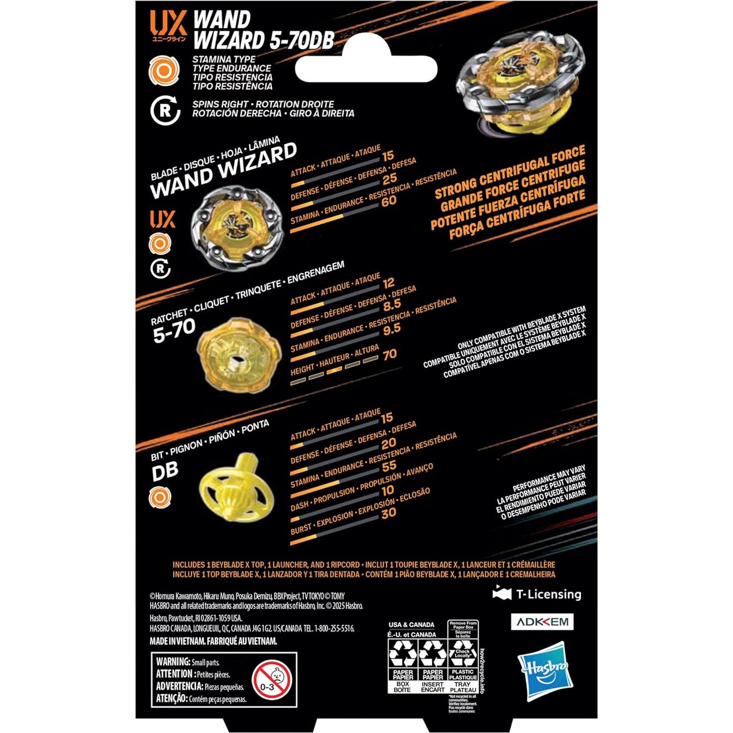 Beyblade X Varita Mágica 5-70DB UX - Top Resistencia y Lanzador