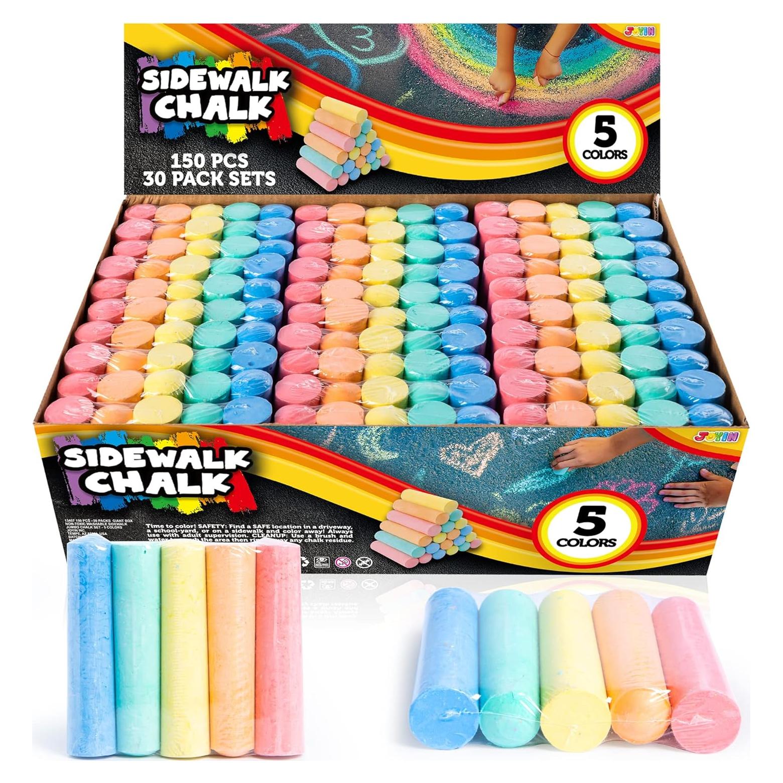 Set de Tiza Jumbo No Tóxica JOYIN 150 Pcs 5 Colores Lavable