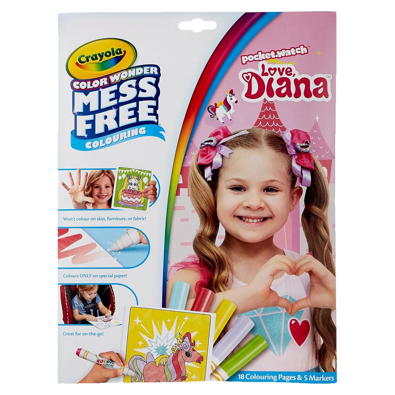 Set de Colorear Crayola Amor Diana con 18 Páginas y 5 Marcadores