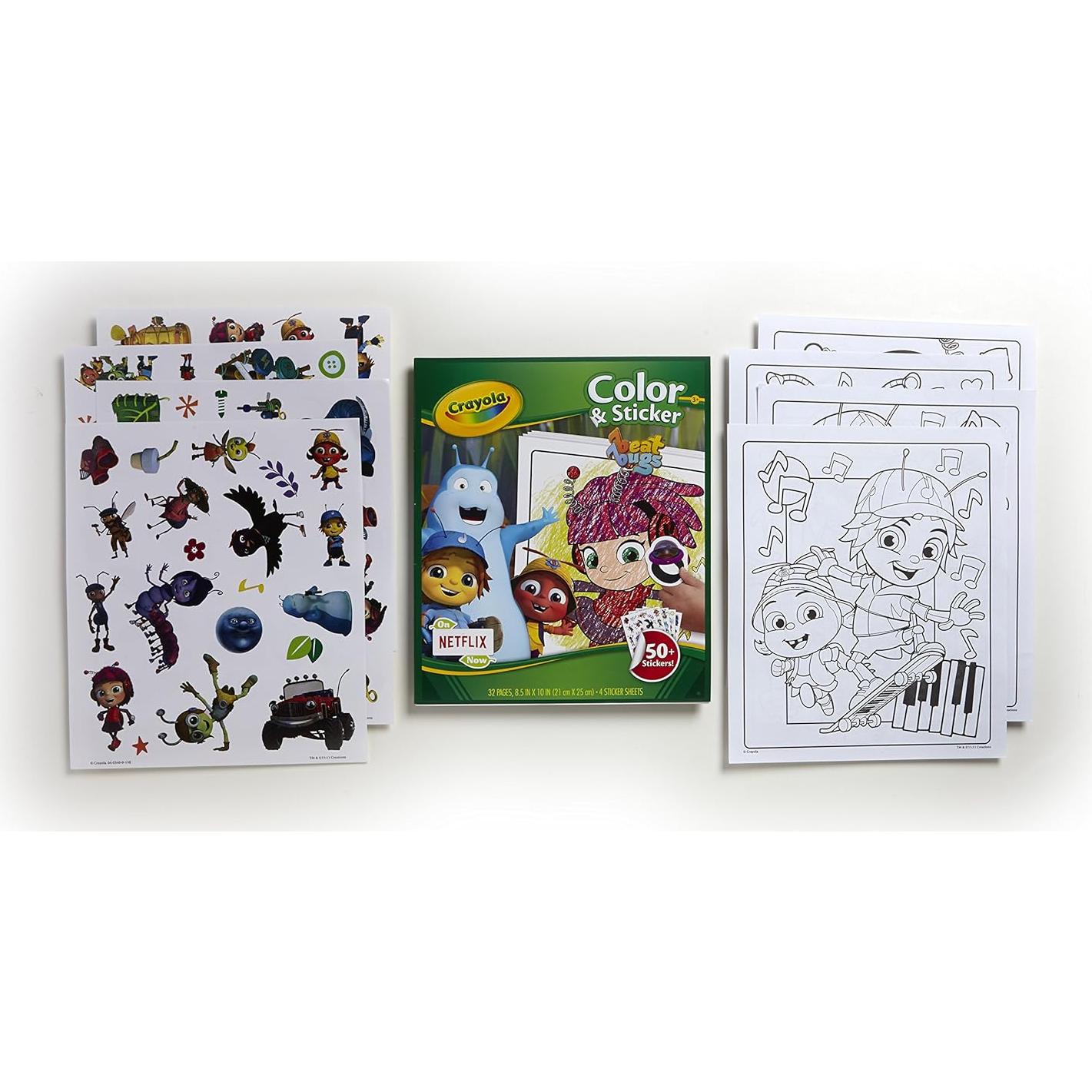 Libro de Colorear y Stickers Crayola Beat Bugs - 32 Páginas
