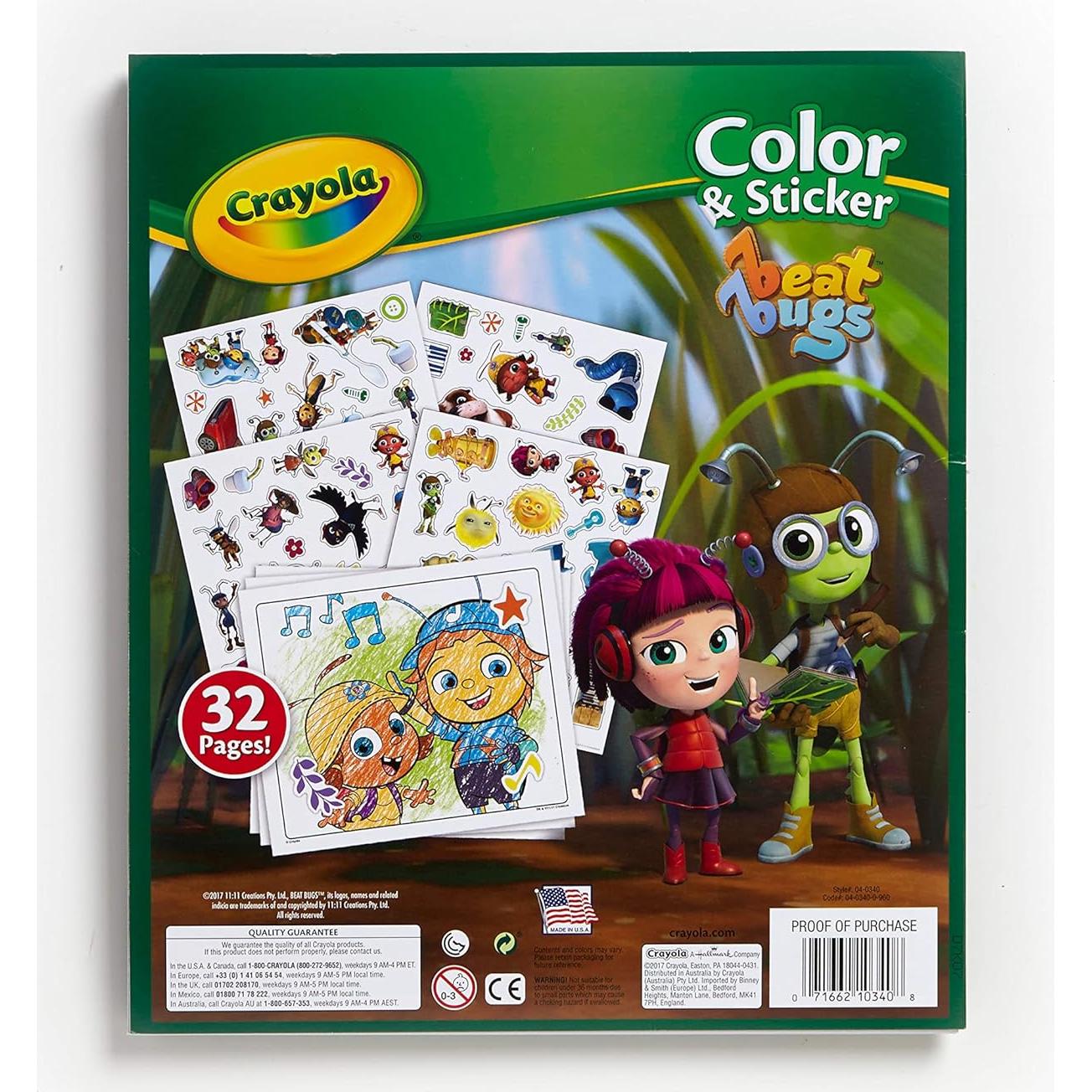 Libro de Colorear y Stickers Crayola Beat Bugs - 32 Páginas