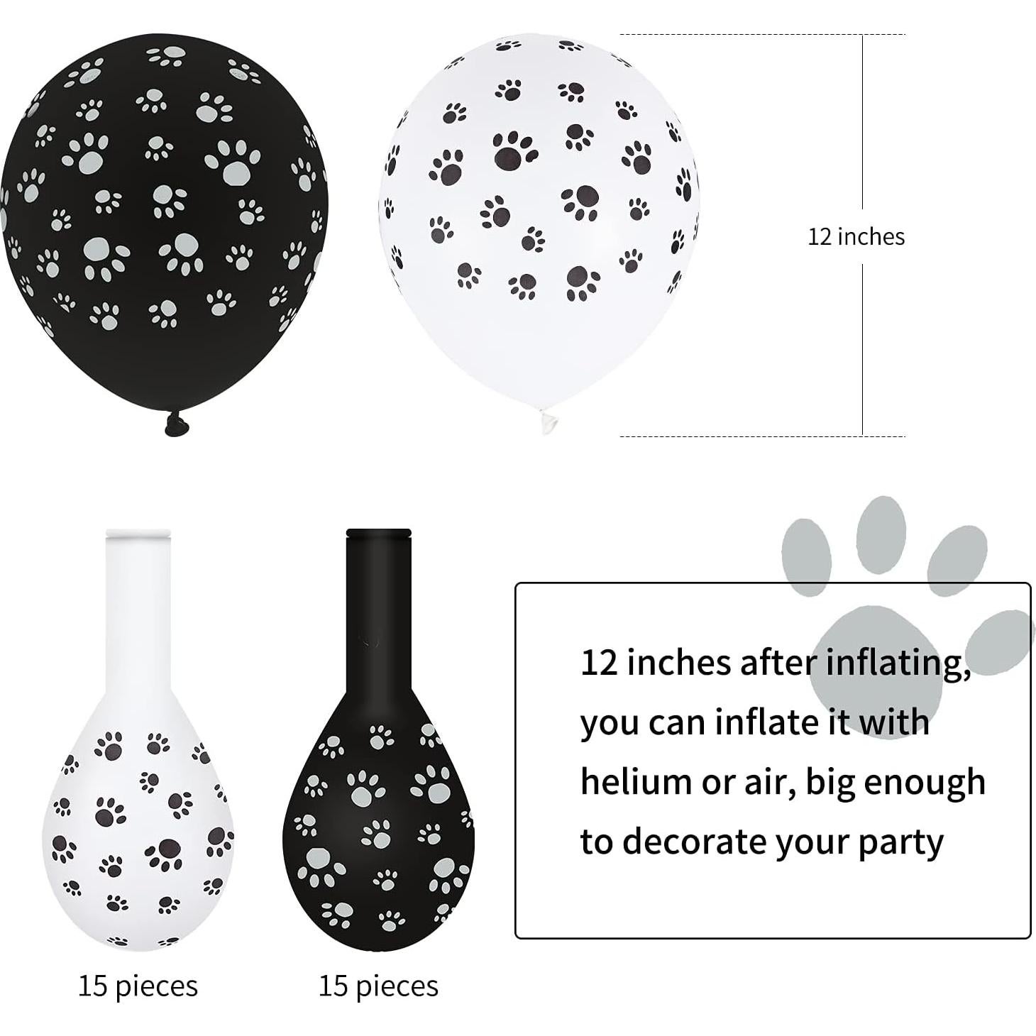 30 Globos de Láttex con Patas de Mascota para Fiesta