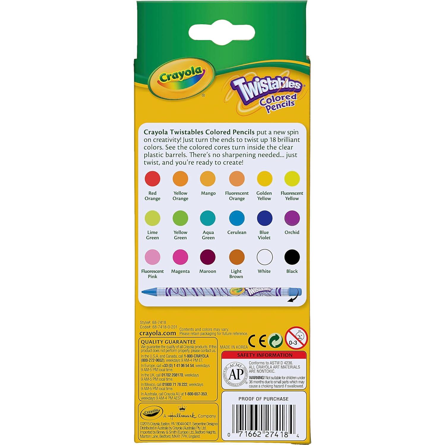 Crayola Twistables Lápices de Colores 18 colores - Paquete de 20