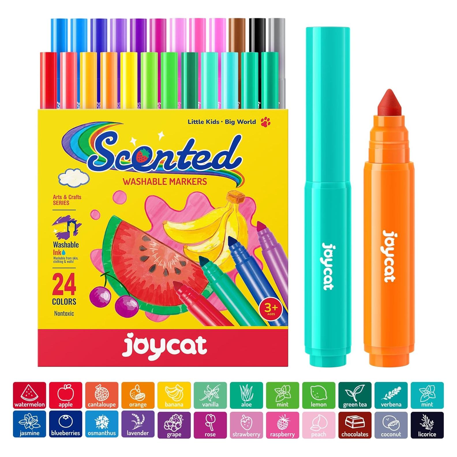 Marcadores Lavables Aromatizados JoyCat 24 Colores para Niños