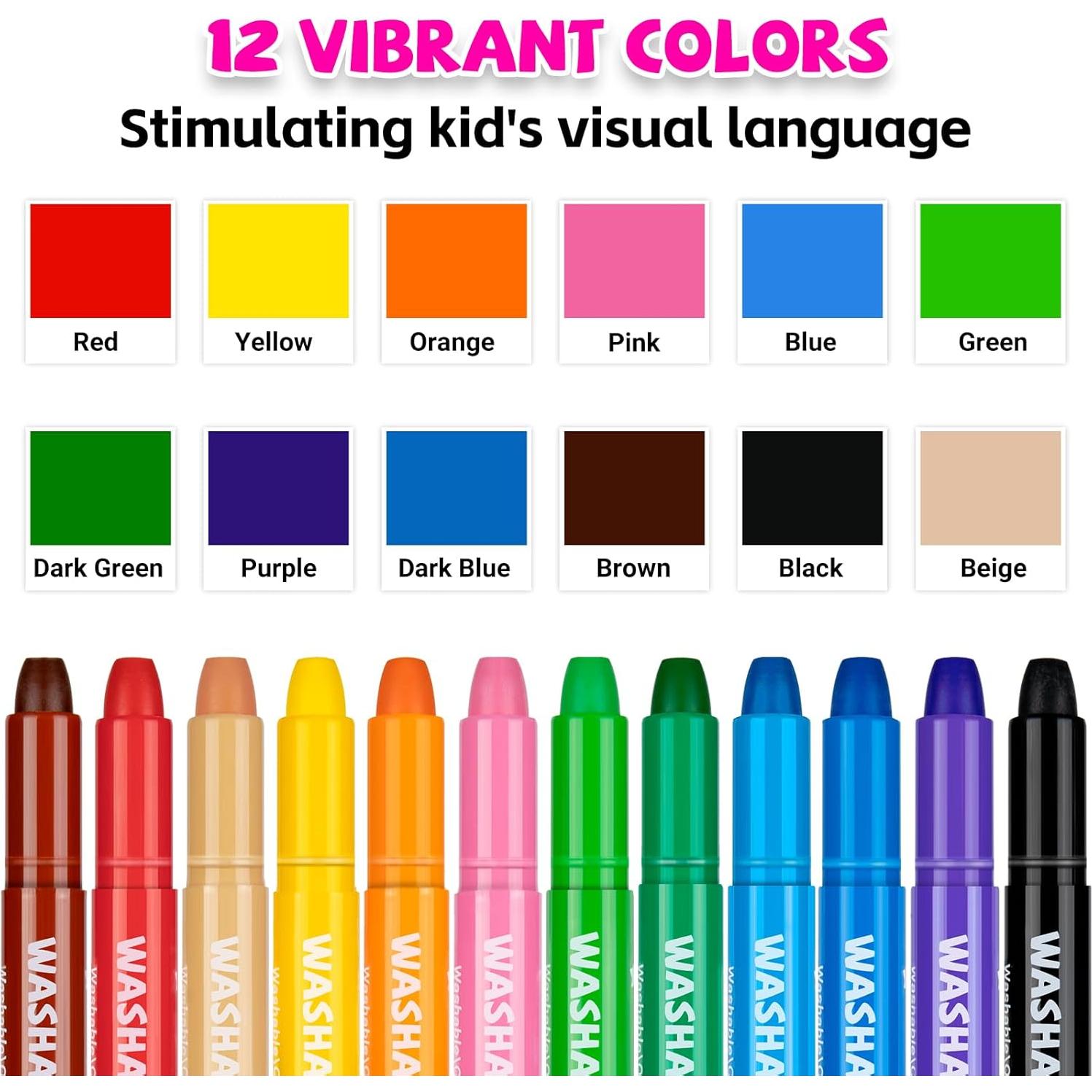 Crayones Twist Lavables ANYUKE 12 Colores No Tóxicos