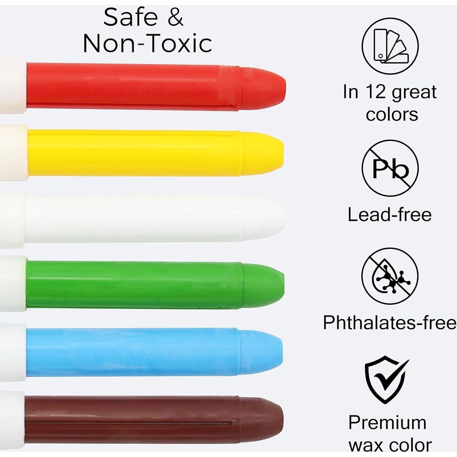 Crayones Jumbo No Tóxicos Lebze 12 Colores Lavables para Niños
