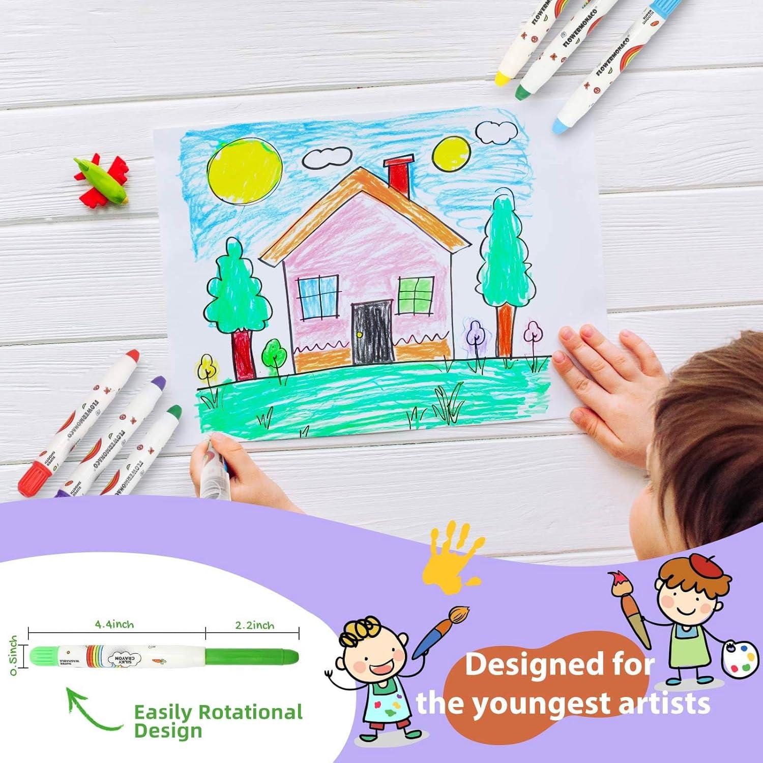 Crayones Jumbo No Tóxicos Lebze 12 Colores Lavables para Niños