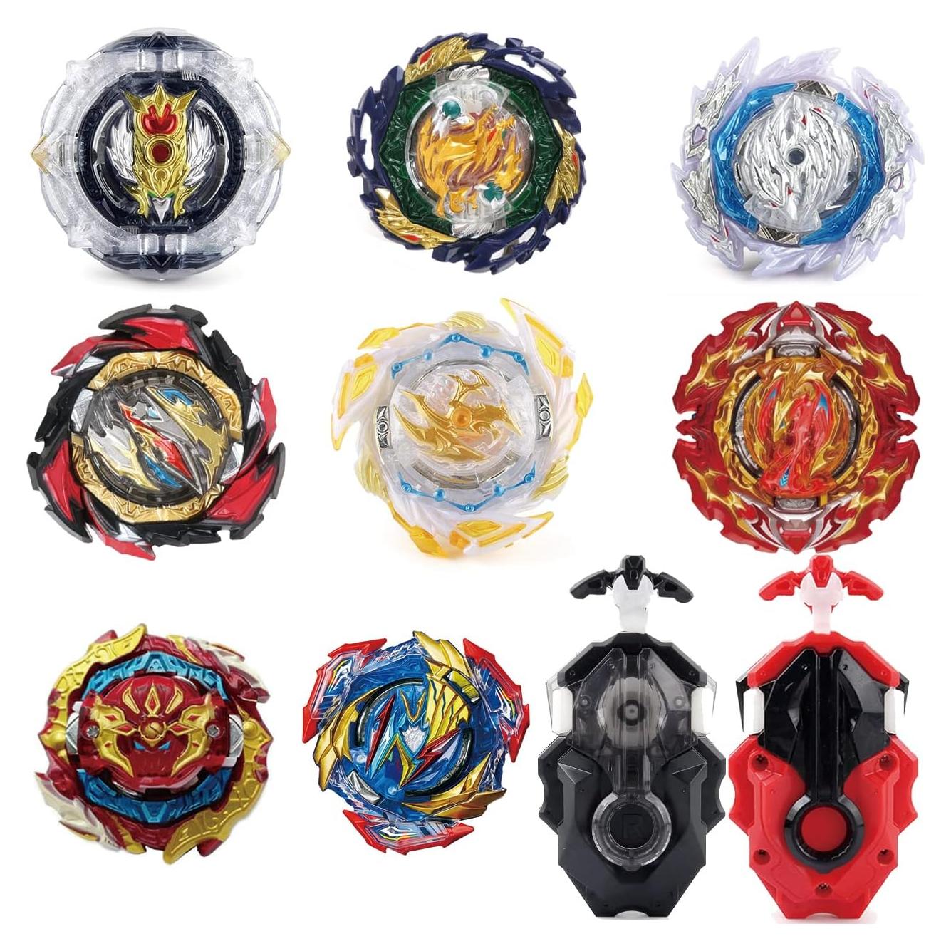 Battling Top Burst Gyro Toy Set Toy Gift for Children Boys Ages 6 8 10 12+ Combat Battling Game 12 Burst Spinning Tops 2 Two Way Launchers Grip Starter (BOZE-B8)