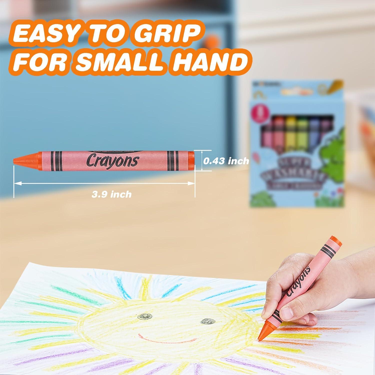 Crayones Jumbo Lavables WOSWEL 12 Piezas No Tóxicos