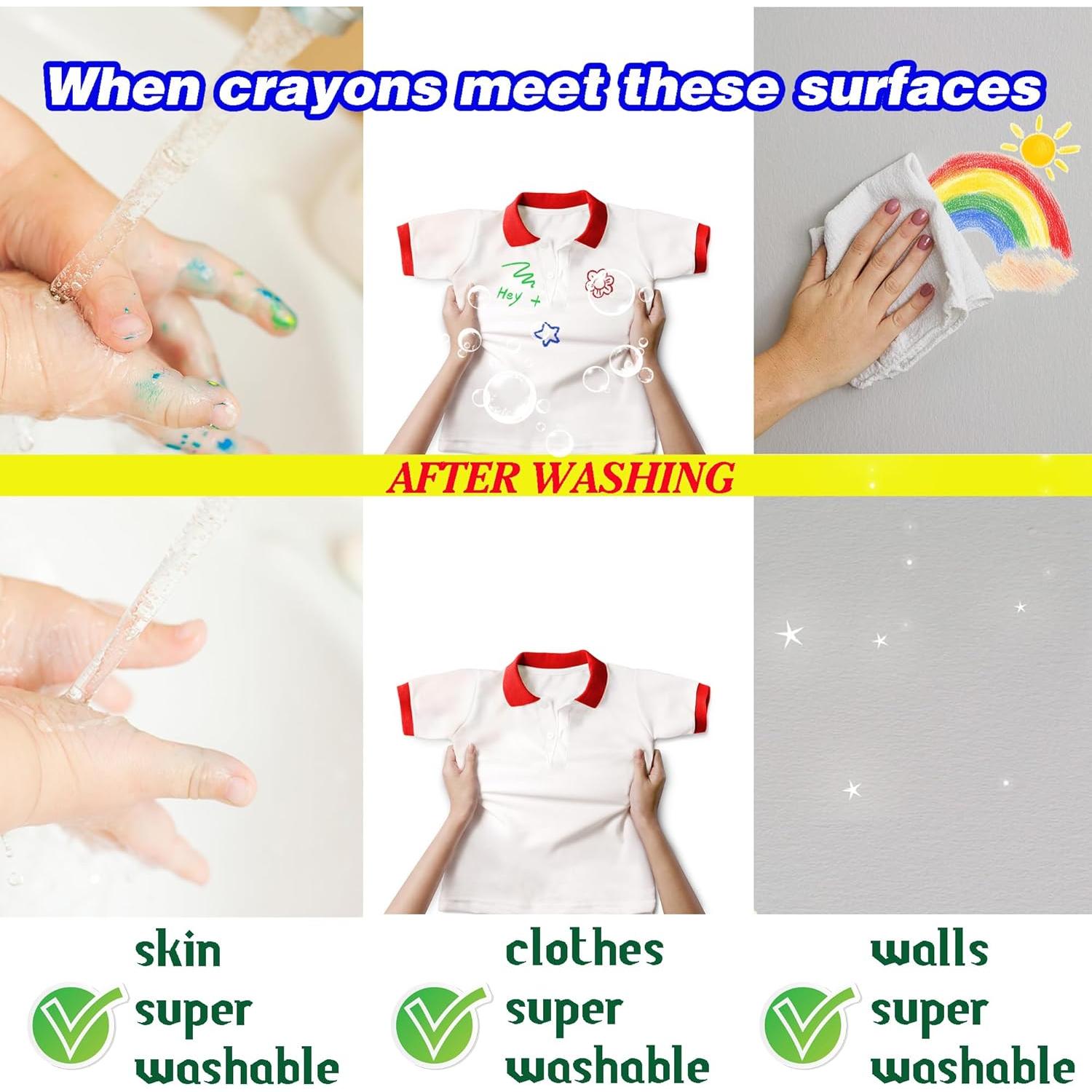 Crayones Jumbo Lavables WOSWEL 12 Piezas No Tóxicos