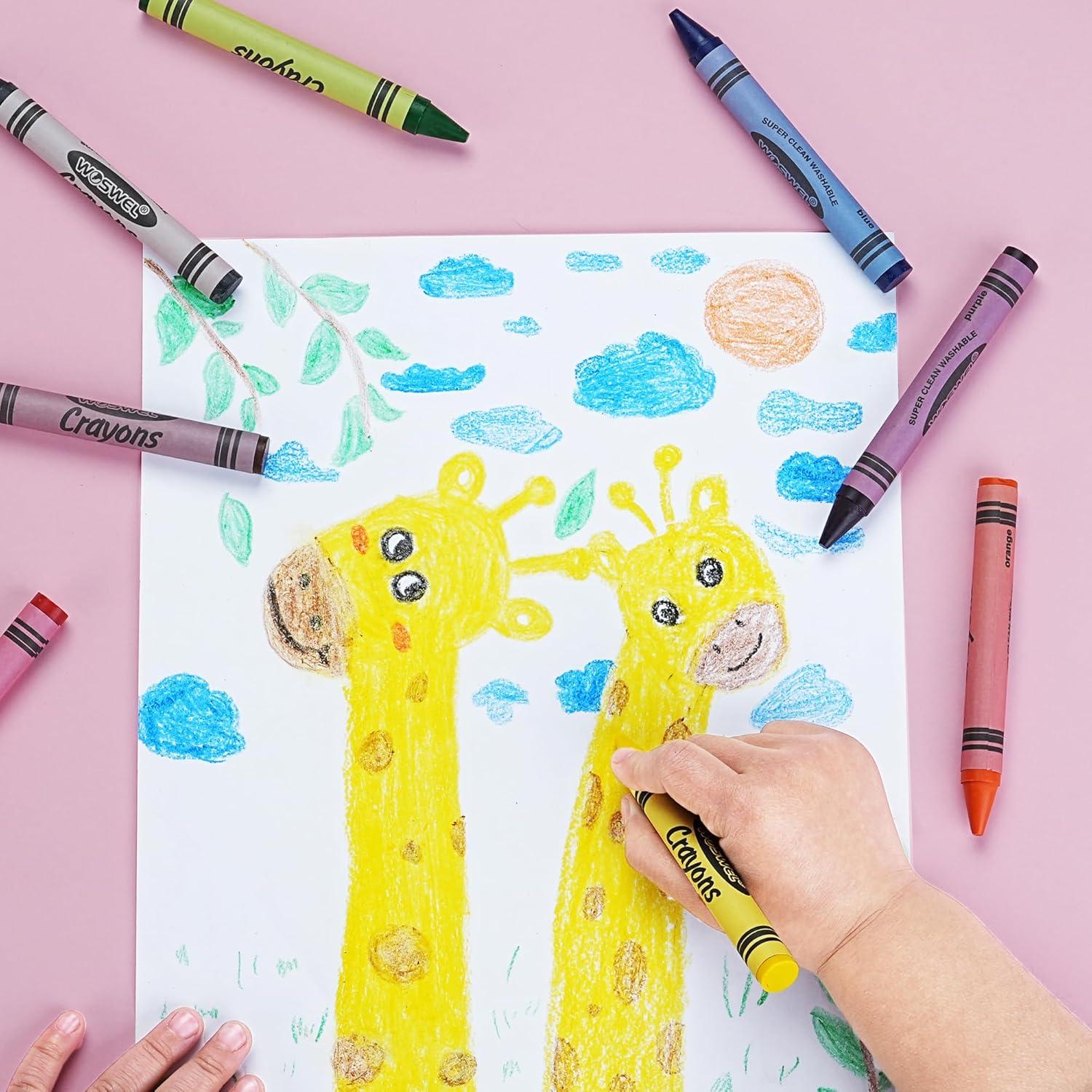 Crayones Jumbo Lavables WOSWEL 12 Piezas No Tóxicos
