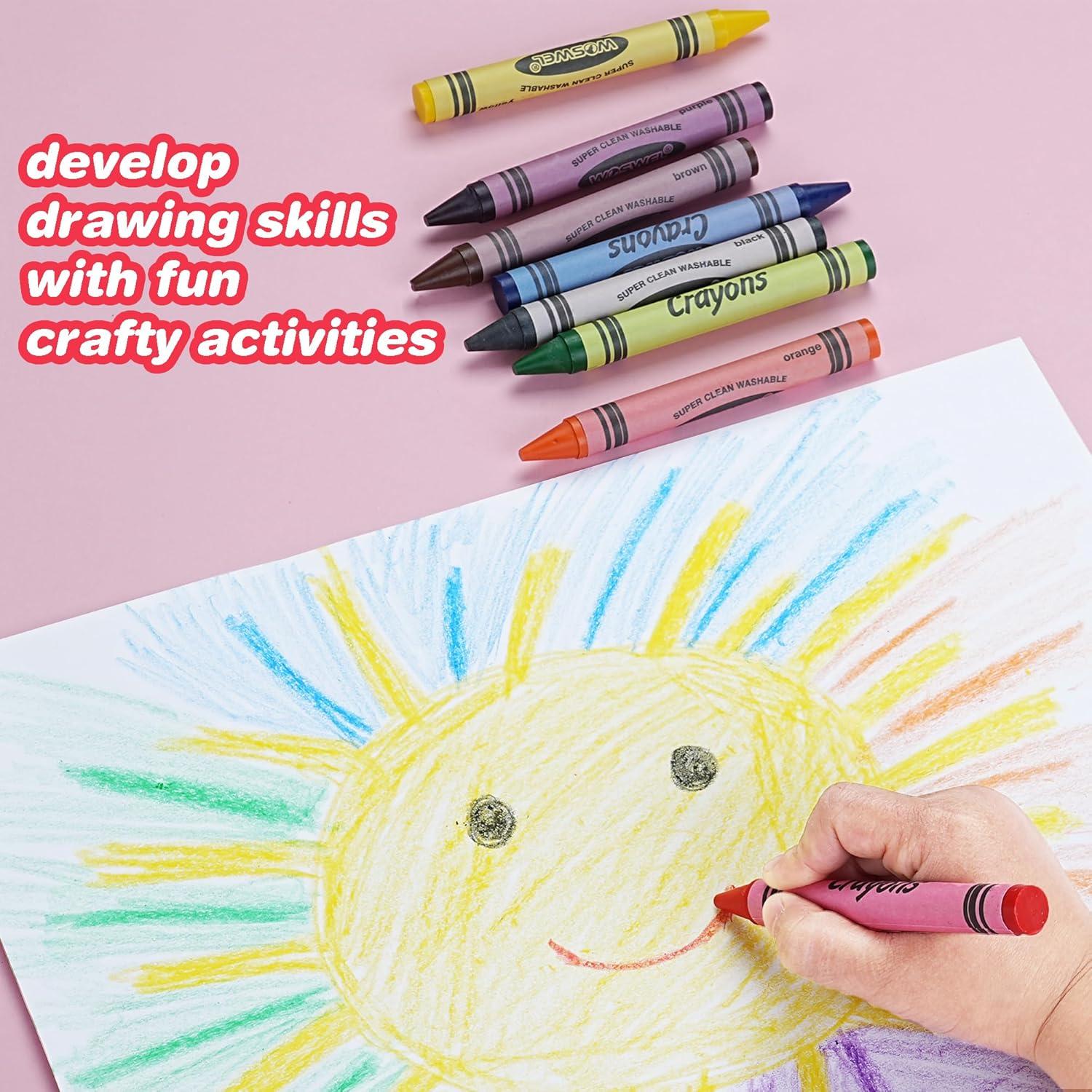 Crayones Jumbo Lavables WOSWEL 12 Piezas No Tóxicos