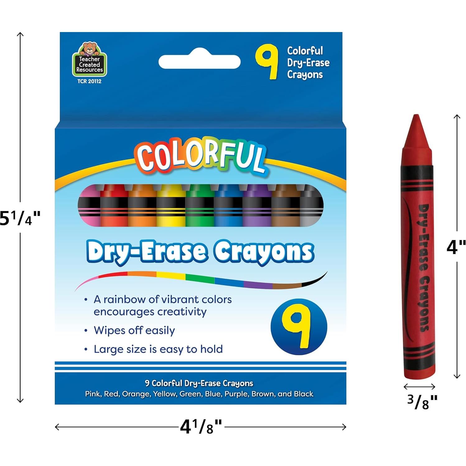 Crayones de Borrado en Seco Teacher Created Resources - 9 Colores