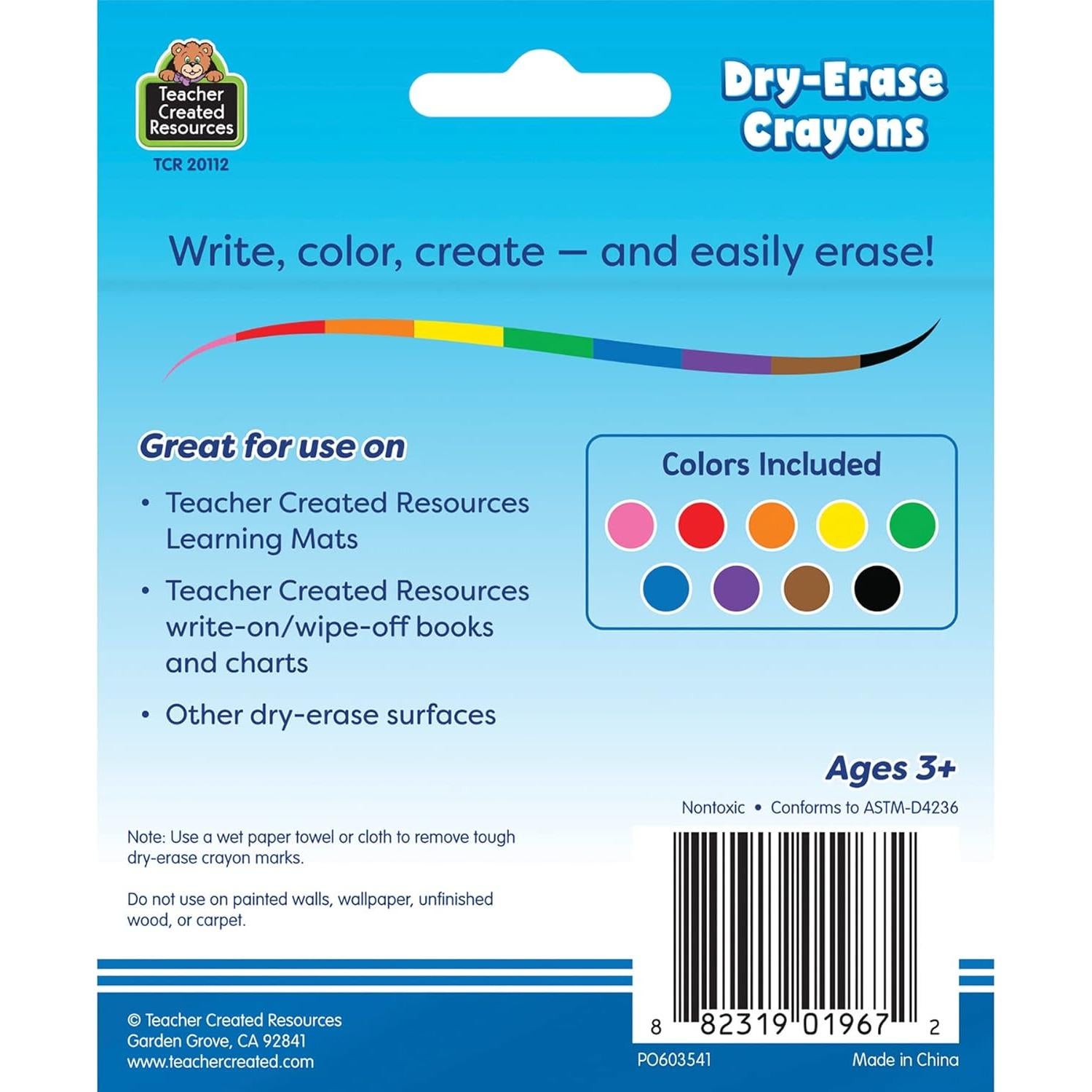 Crayones de Borrado en Seco Teacher Created Resources - 9 Colores