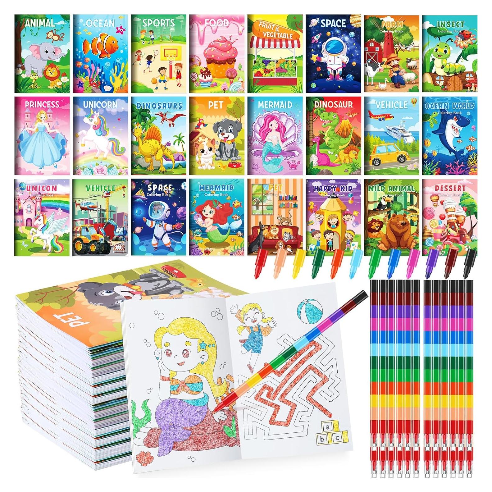 Libros para Colorear BenLouis con Crayones - 24 Mini Libros