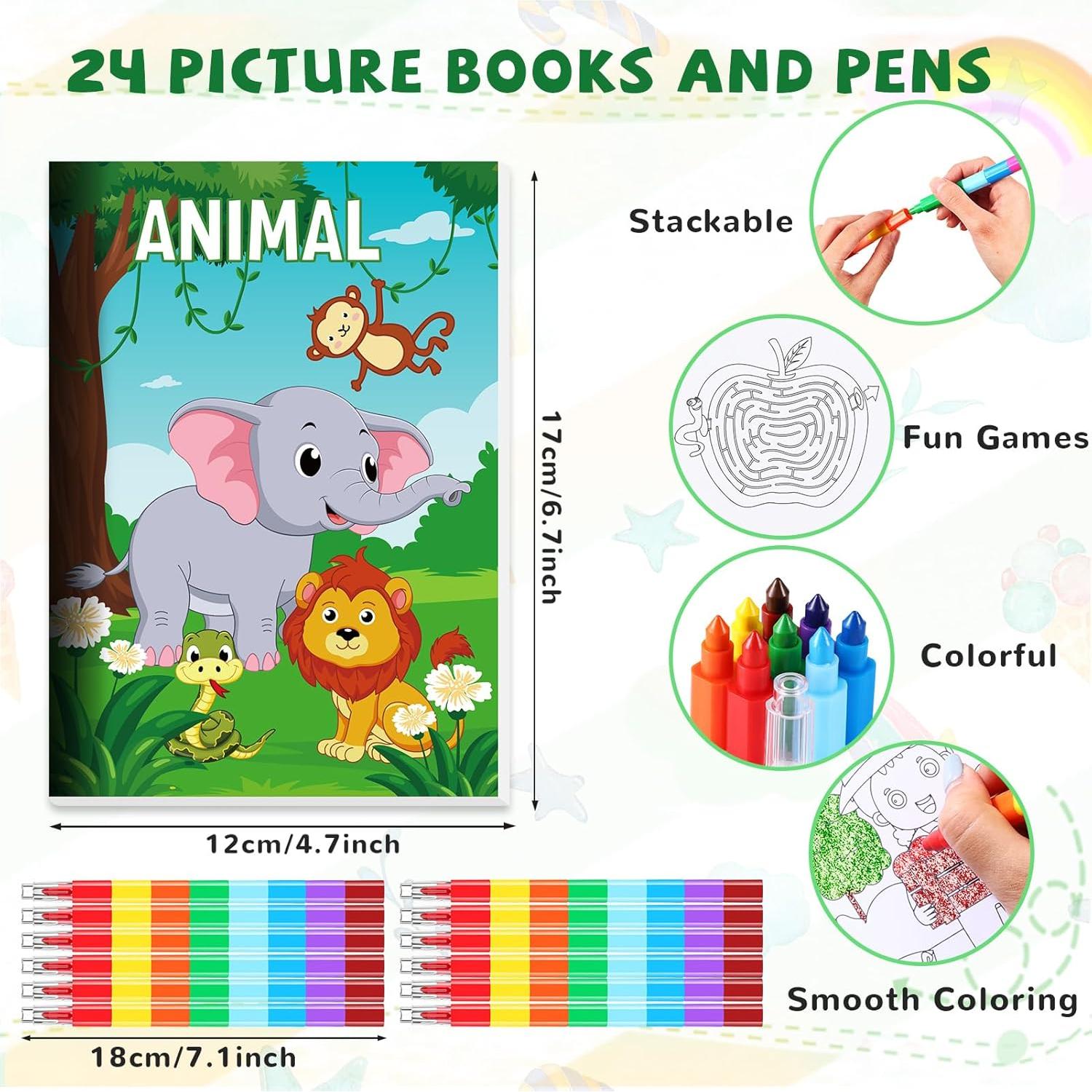 Libros para Colorear BenLouis con Crayones - 24 Mini Libros