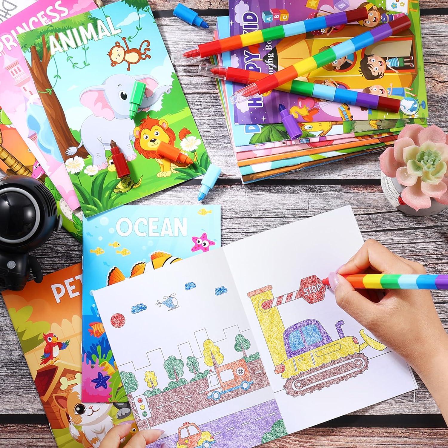 Libros para Colorear BenLouis con Crayones - 24 Mini Libros