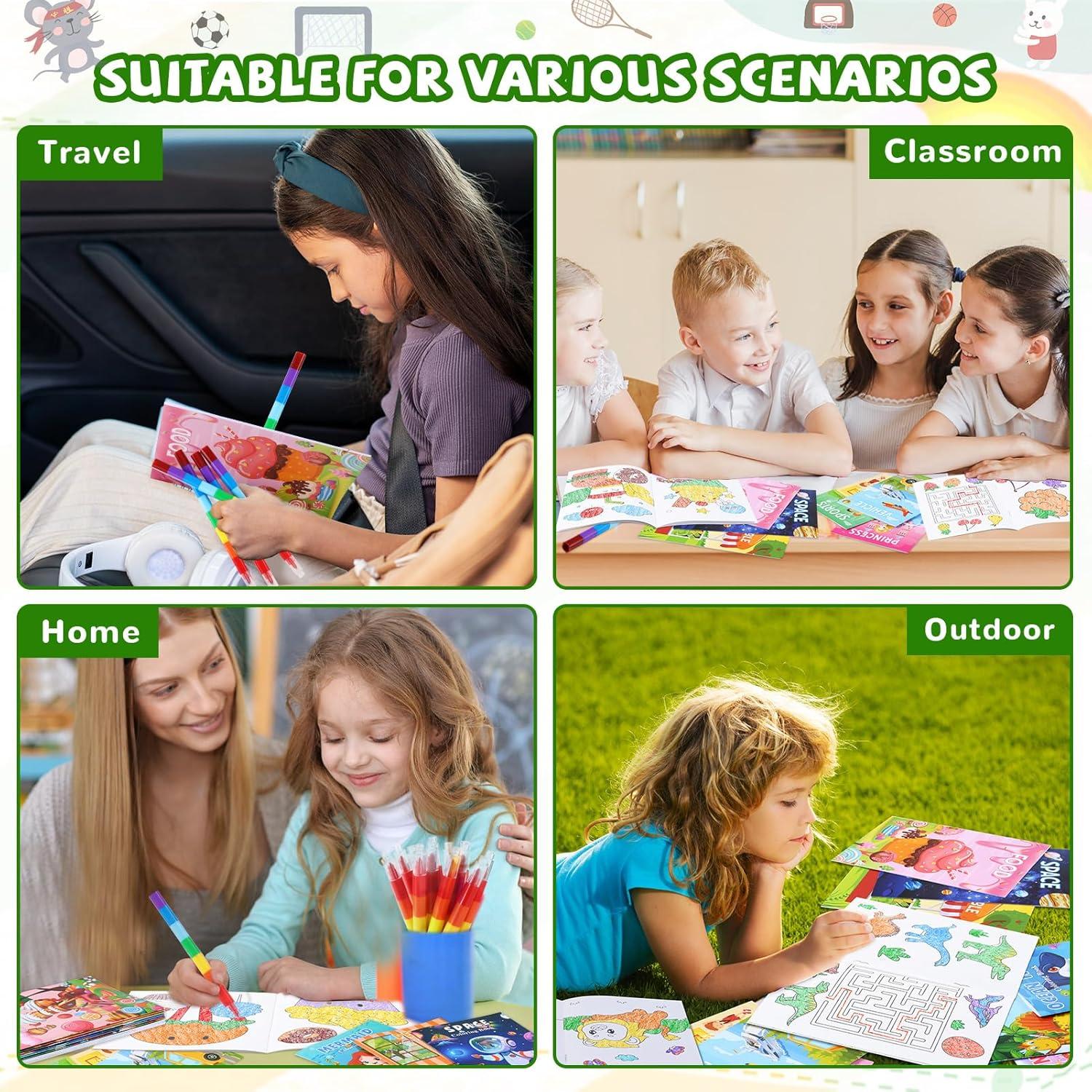 Libros para Colorear BenLouis con Crayones - 24 Mini Libros