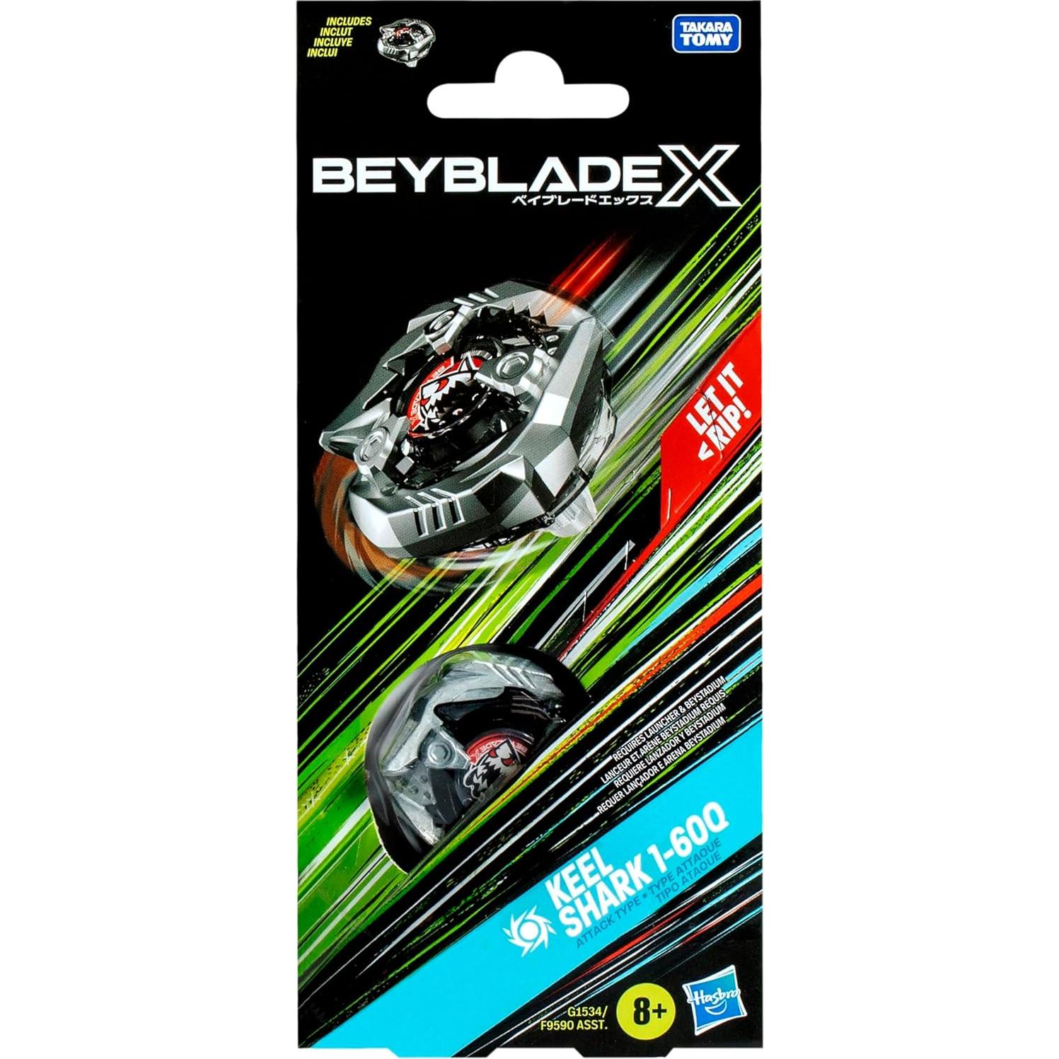 X Keel Shark 1-60Q Booster Pack Set with Attack Type Top; Authentic Takara Tomy Battle Tops Games/Toys for Boys and Girls 8+