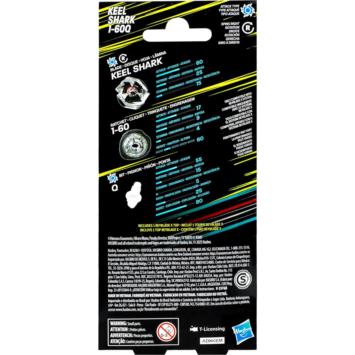 X Keel Shark 1-60Q Booster Pack Set with Attack Type Top; Authentic Takara Tomy Battle Tops Games/Toys for Boys and Girls 8+