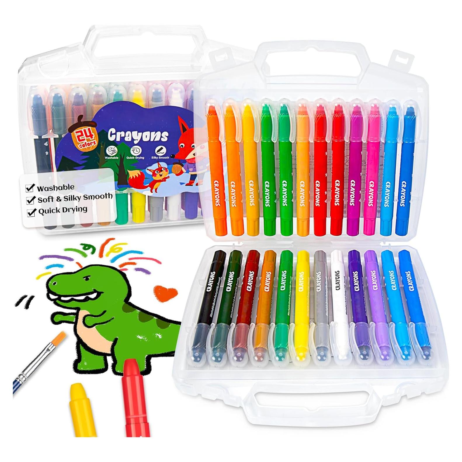 Crayones Jumbo Lavables KERIFI Set 24 Colores No Tóxicos