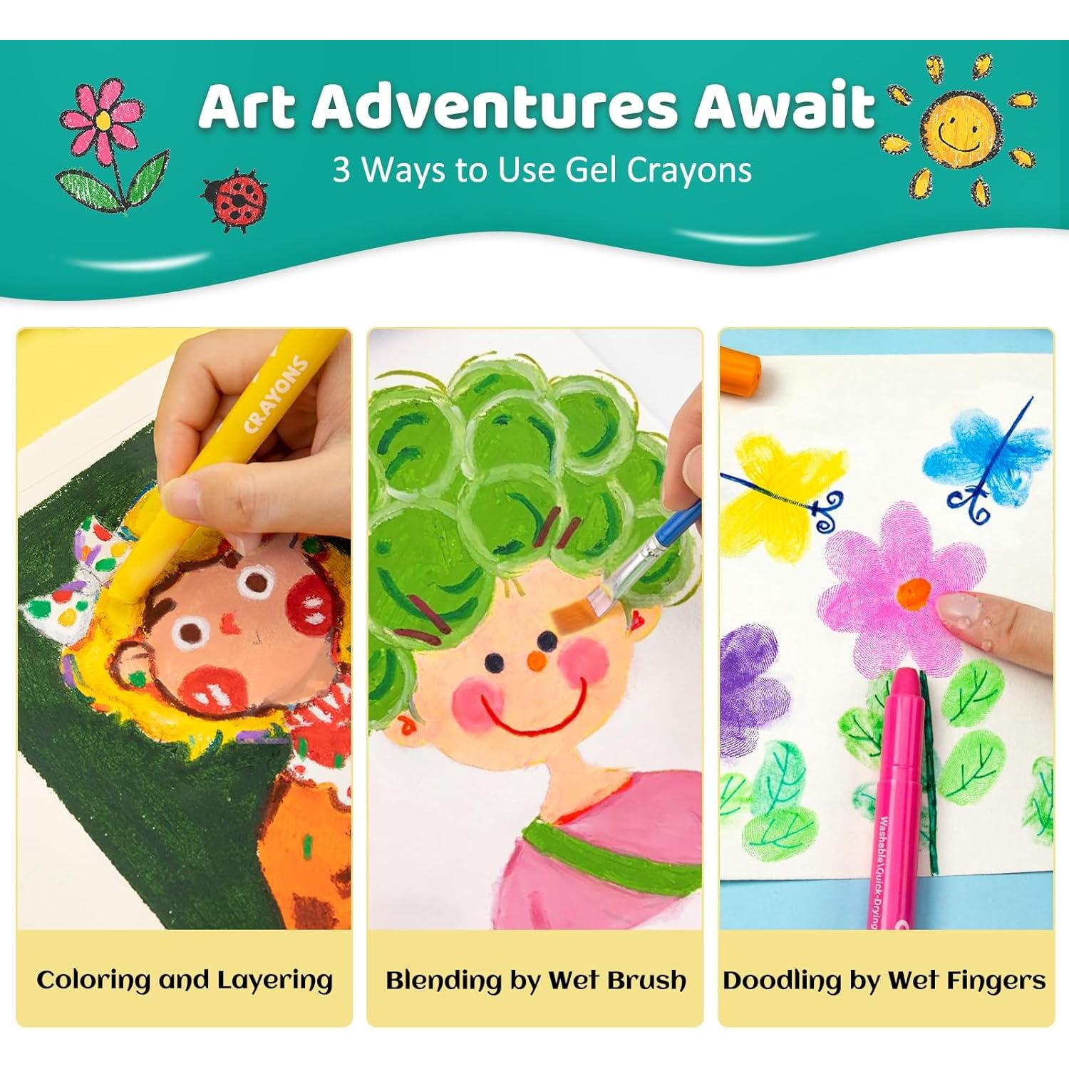 Crayones Jumbo Lavables KERIFI Set 24 Colores No Tóxicos