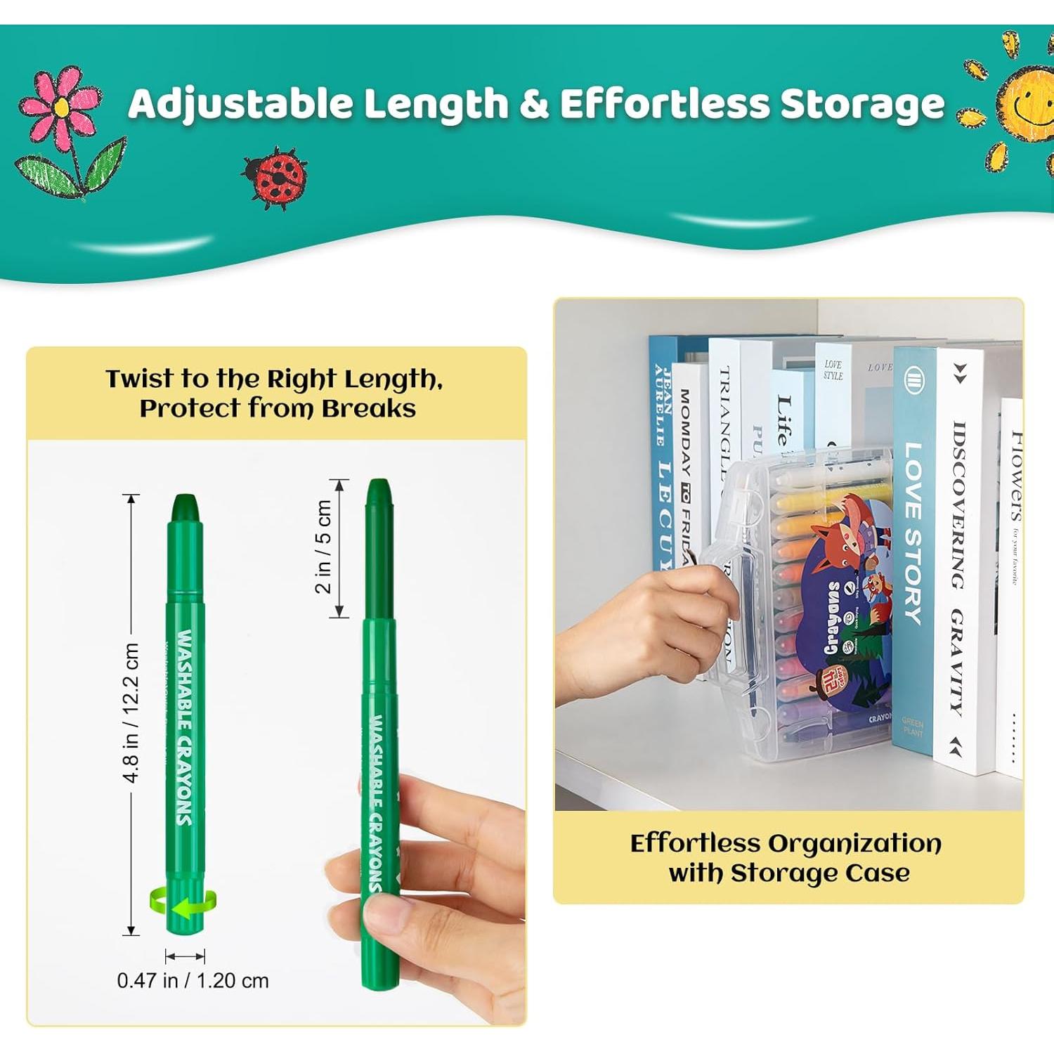 Crayones Jumbo Lavables KERIFI Set 24 Colores No Tóxicos