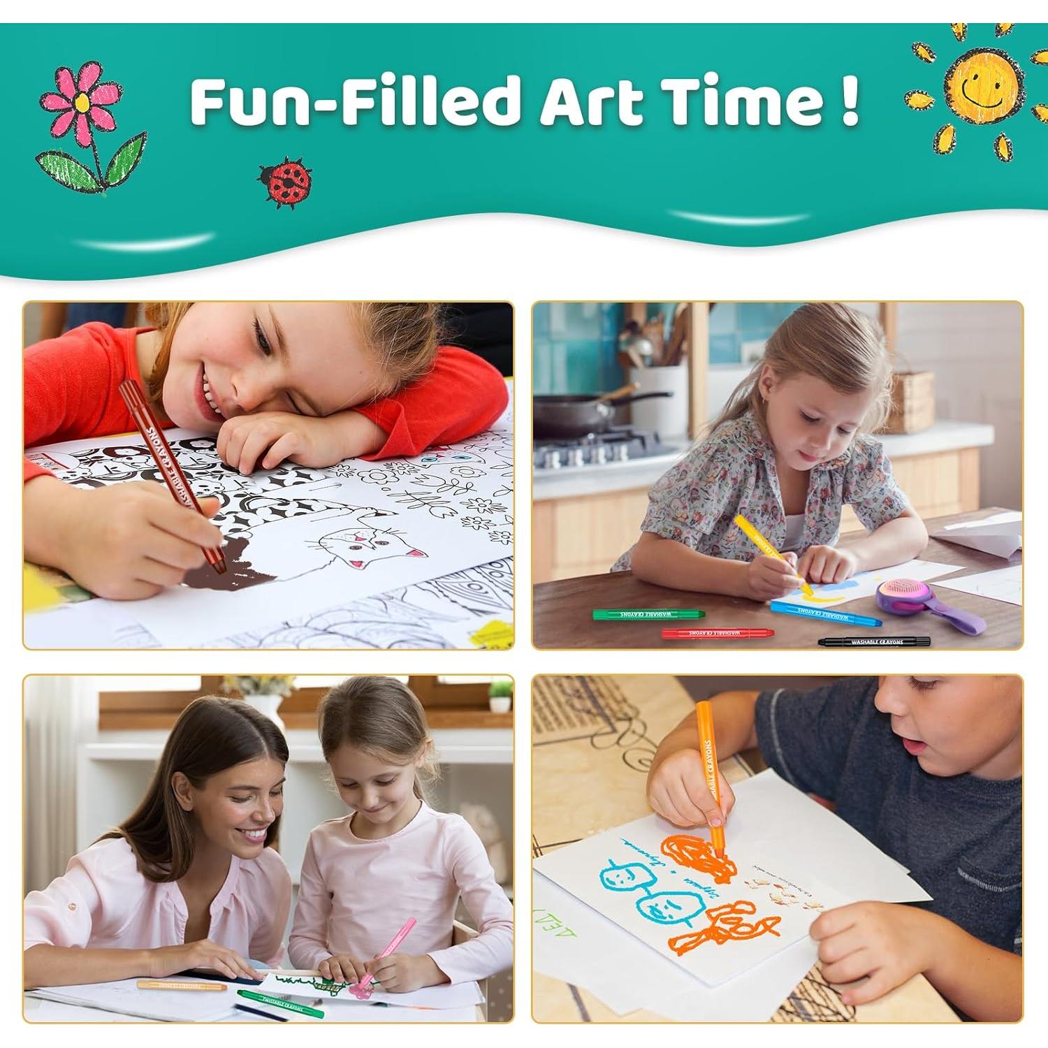 Crayones Jumbo Lavables KERIFI Set 24 Colores No Tóxicos