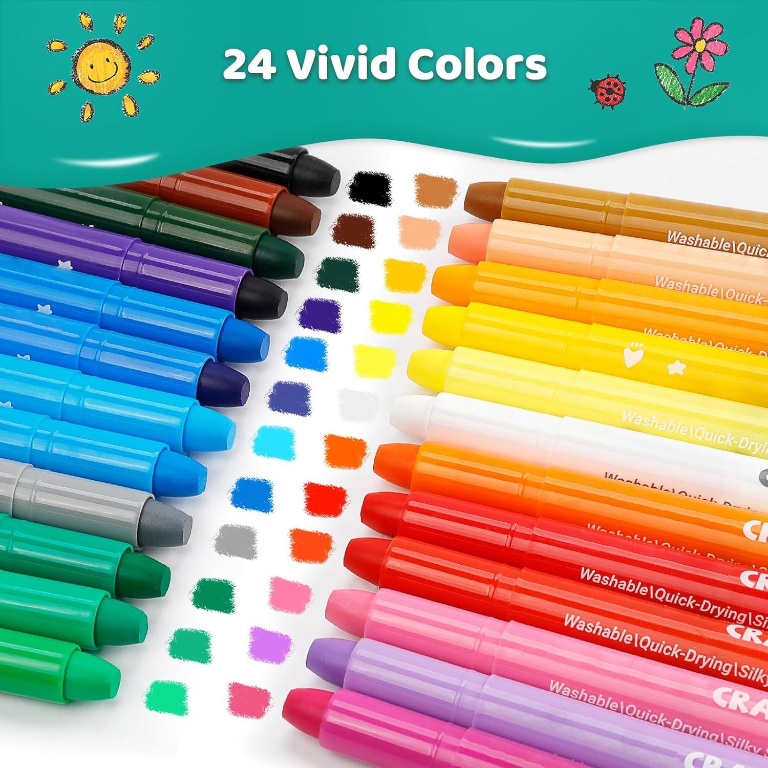 Crayones Jumbo Lavables KERIFI Set 24 Colores No Tóxicos