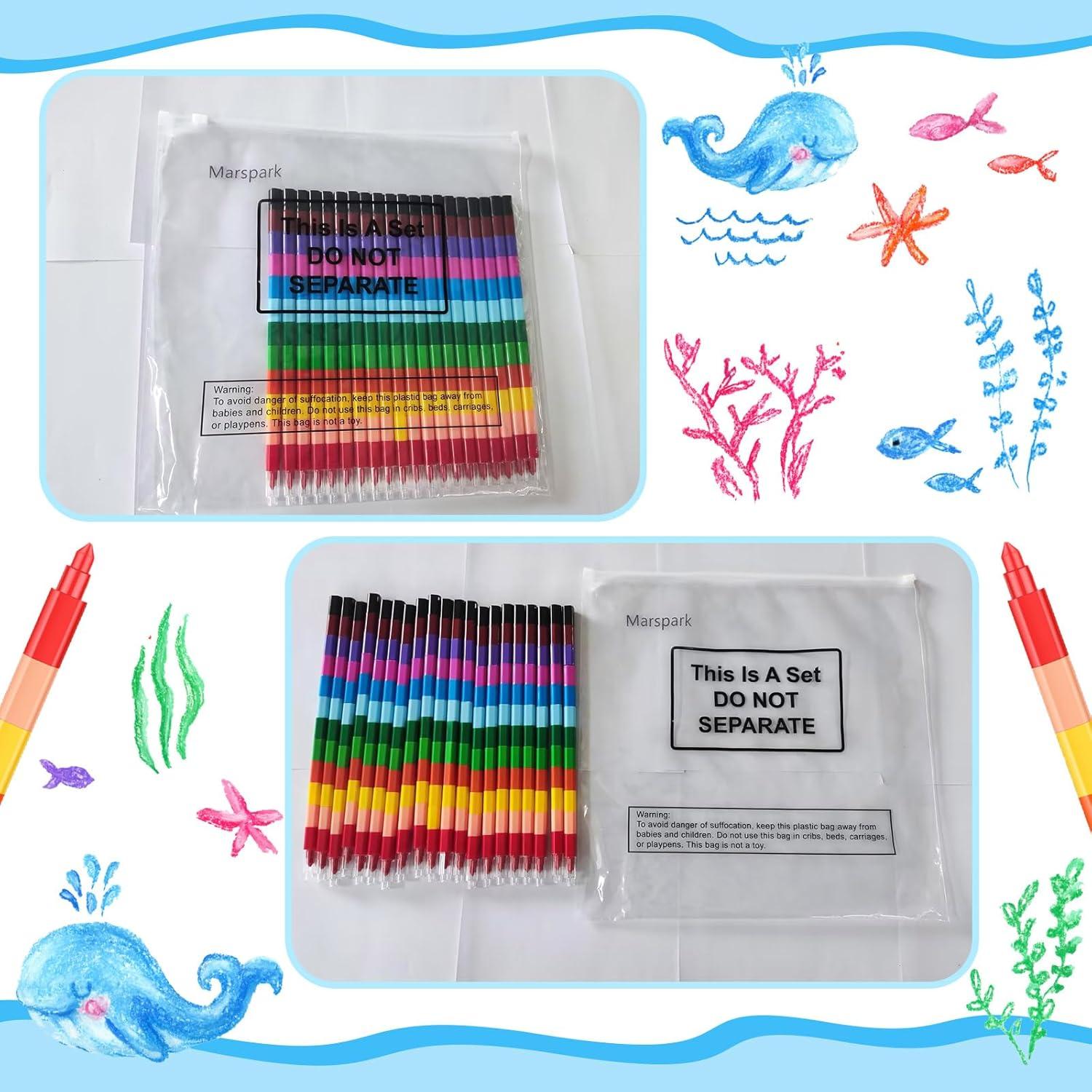 Crayones Apilables Marspark 20 Pcs 12 Colores para Niños