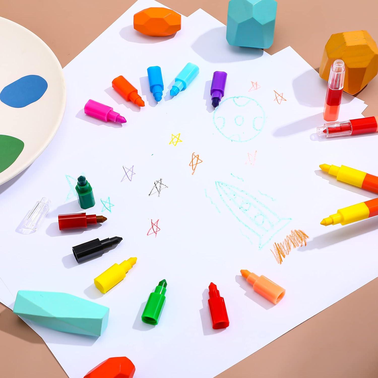 Crayones Apilables Marspark 20 Pcs 12 Colores para Niños