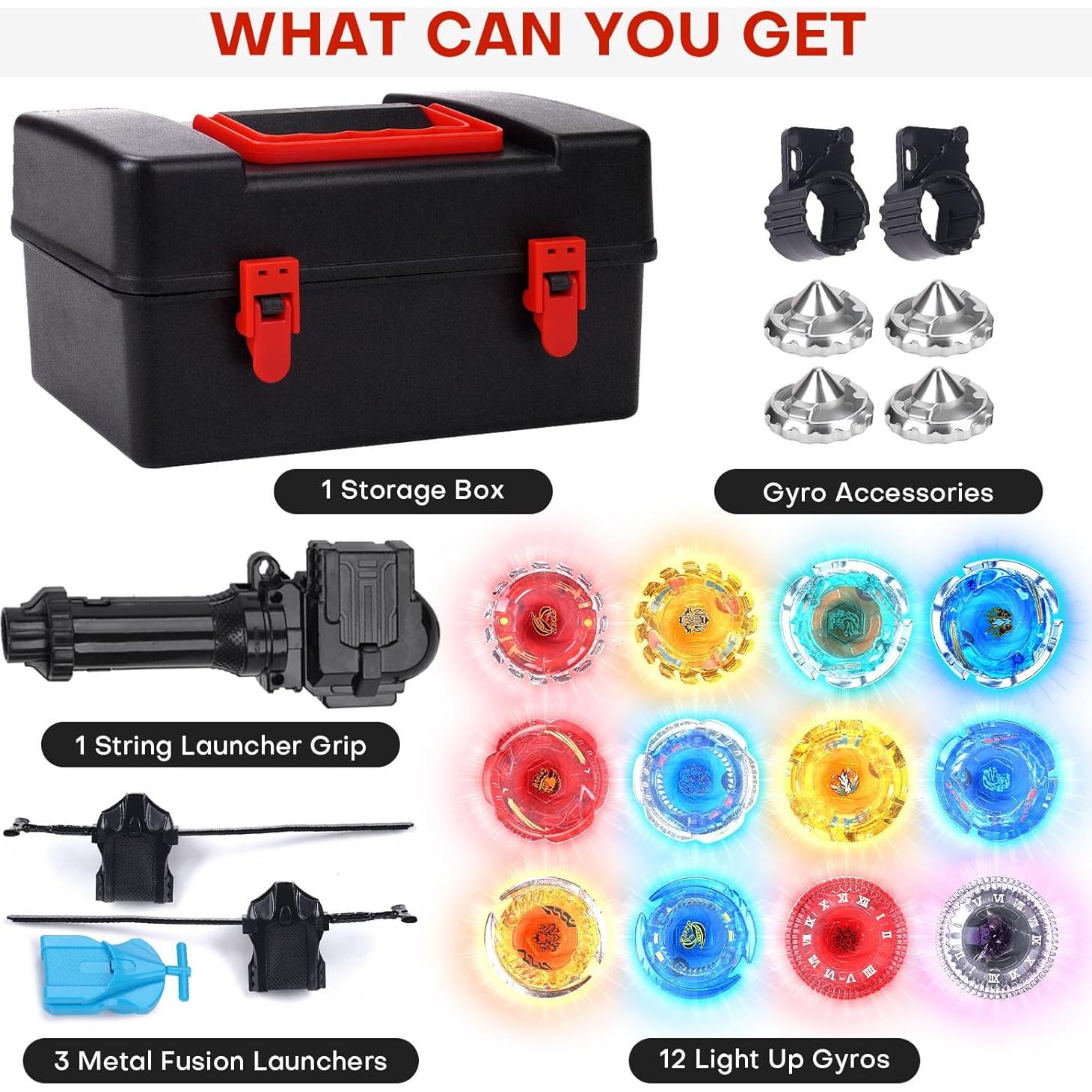 Conjunto Bey Battle Blade BUPASAK 12 Peonzas Luminosas