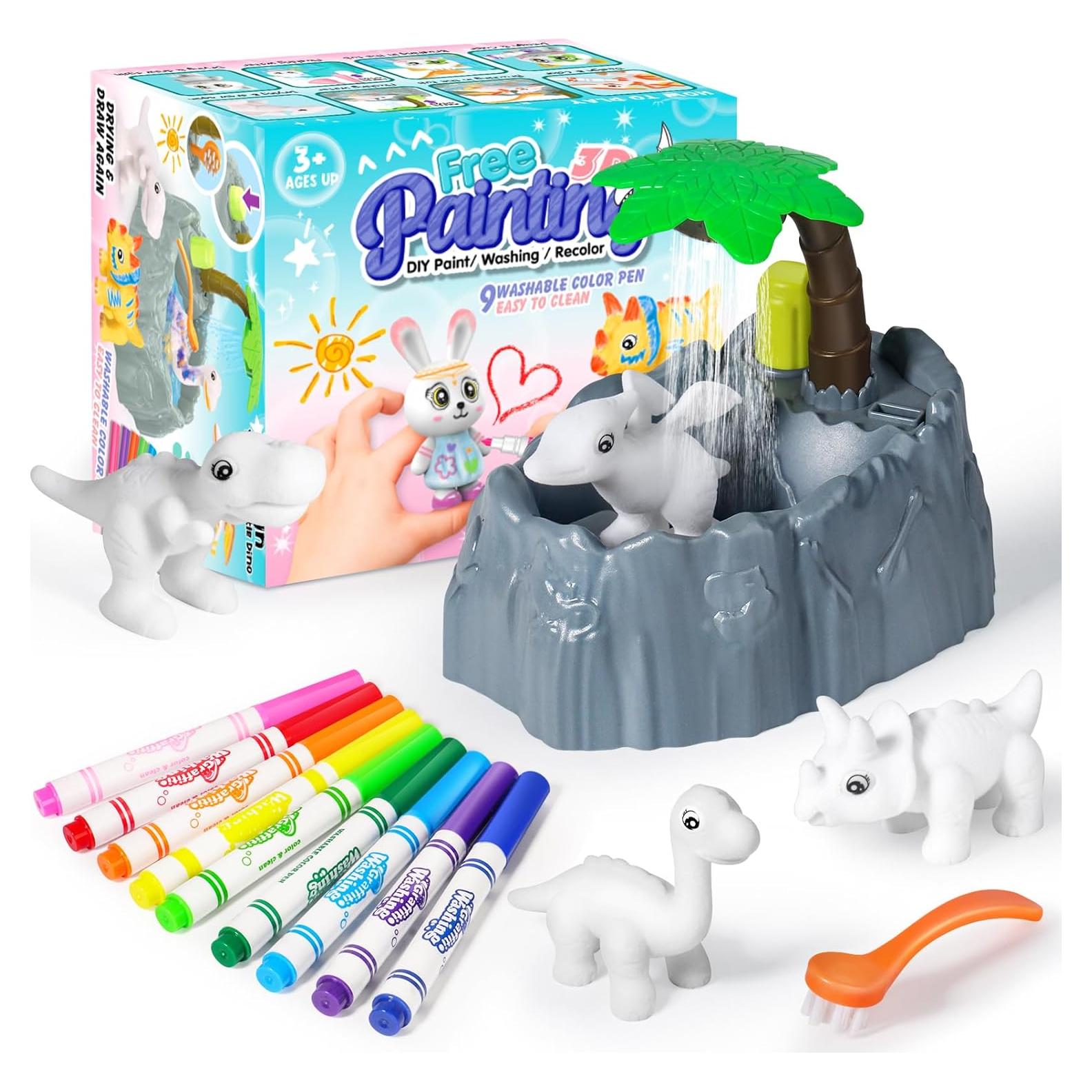 Kit de Pintura Dinosaurios Trubic con 4 Figuras y 9 Marcadores