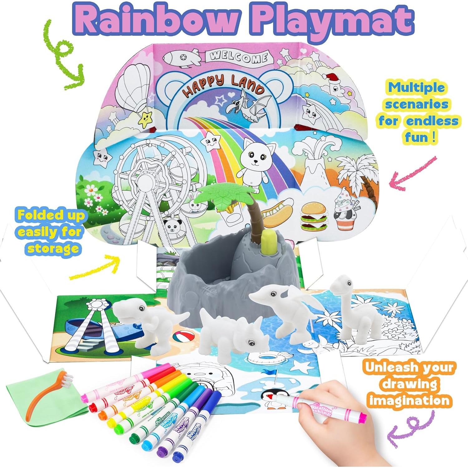 Kit de Pintura Dinosaurios Trubic con 4 Figuras y 9 Marcadores