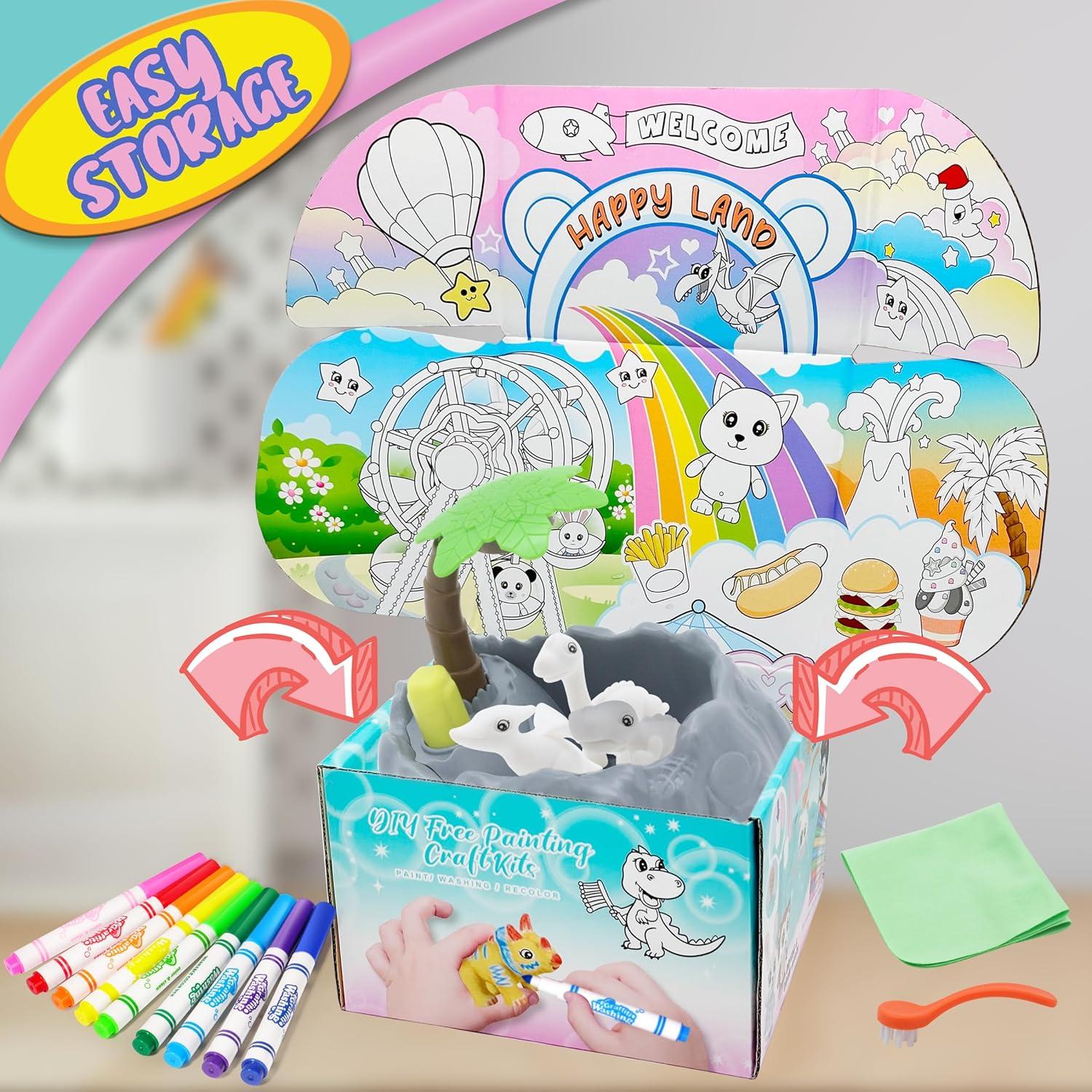 Kit de Pintura Dinosaurios Trubic con 4 Figuras y 9 Marcadores