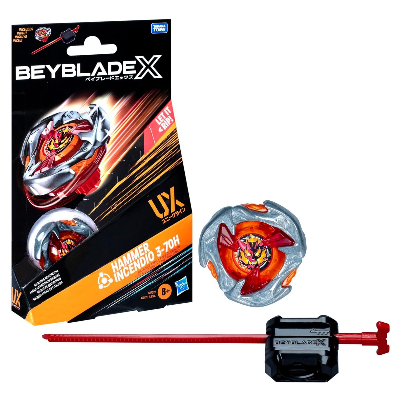 Beyblade X Martillo Incendio 3-70H UX con Lanzador - Juguete de Batalla