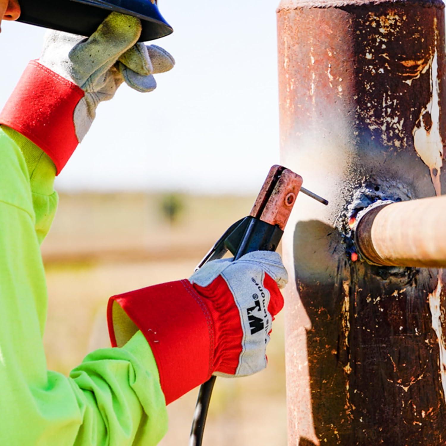 Guantes de Trabajo Wells Lamont 4050XL Cuero Doble Palma Rojo/Blanco