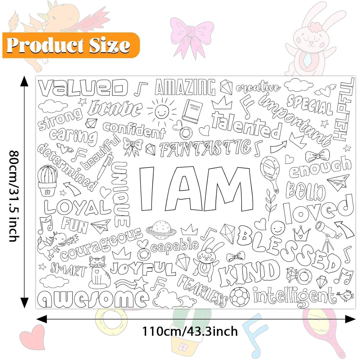 Póster Gigante de Colorear Naozinebi 80x110cm Afirmaciones Positivas