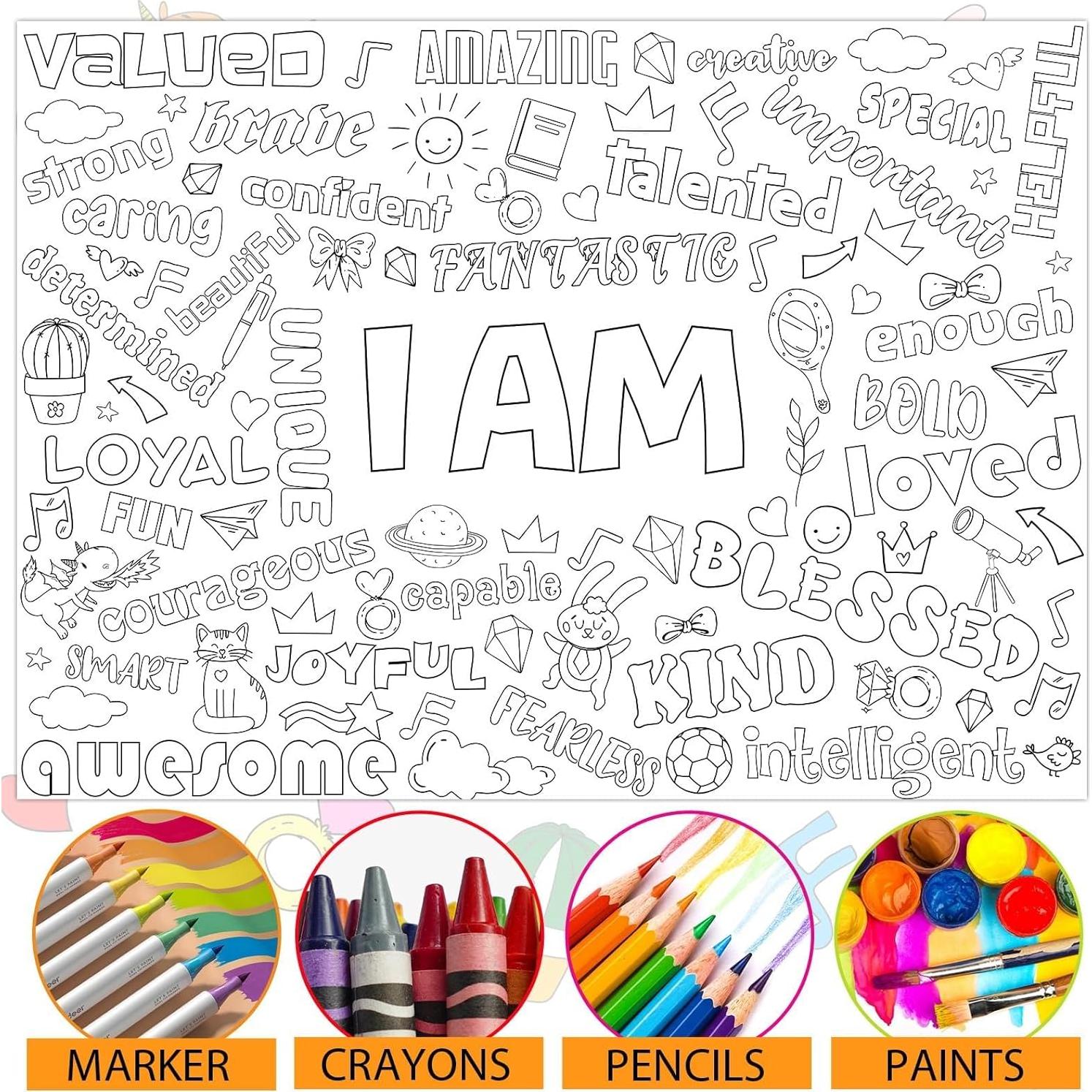 Póster Gigante de Colorear Naozinebi 80x110cm Afirmaciones Positivas