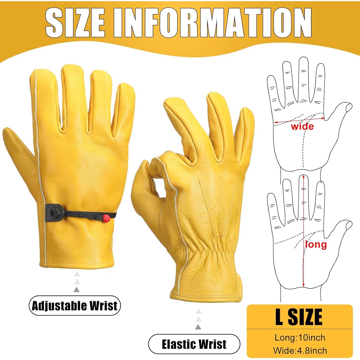 Guantes de Cuero Bencailor Amarillo 4 Pares para Trabajo