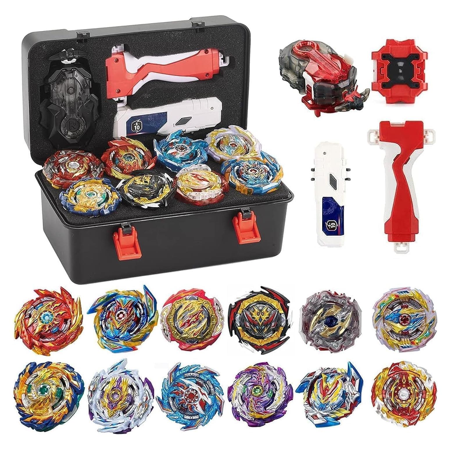 Conjunto Juguetes Bey Battle Burst SANMI 12 Trompos 3 Lanzadores