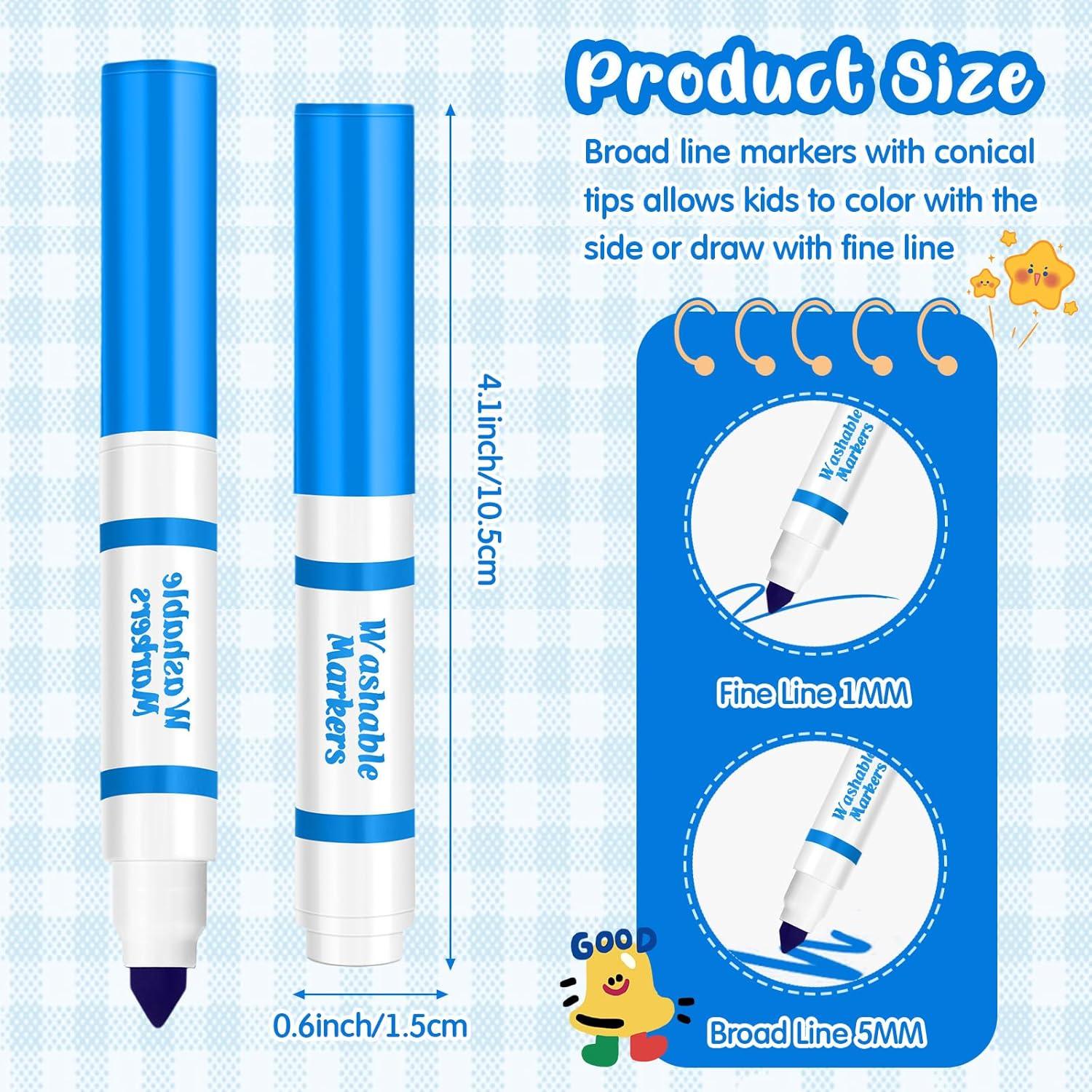 30 Mini Marcadores Lavables Janlaugh Punta Cónica Azul