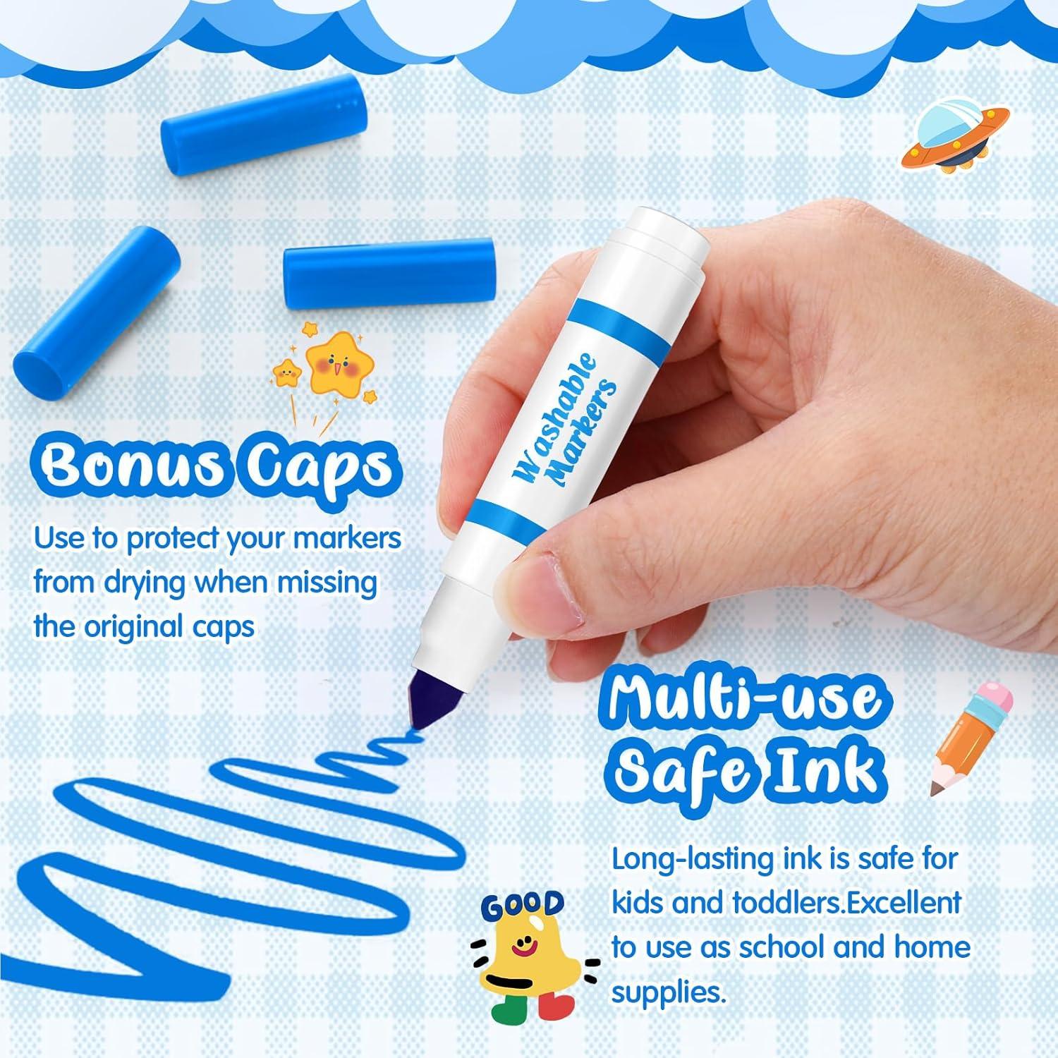 30 Mini Marcadores Lavables Janlaugh Punta Cónica Azul