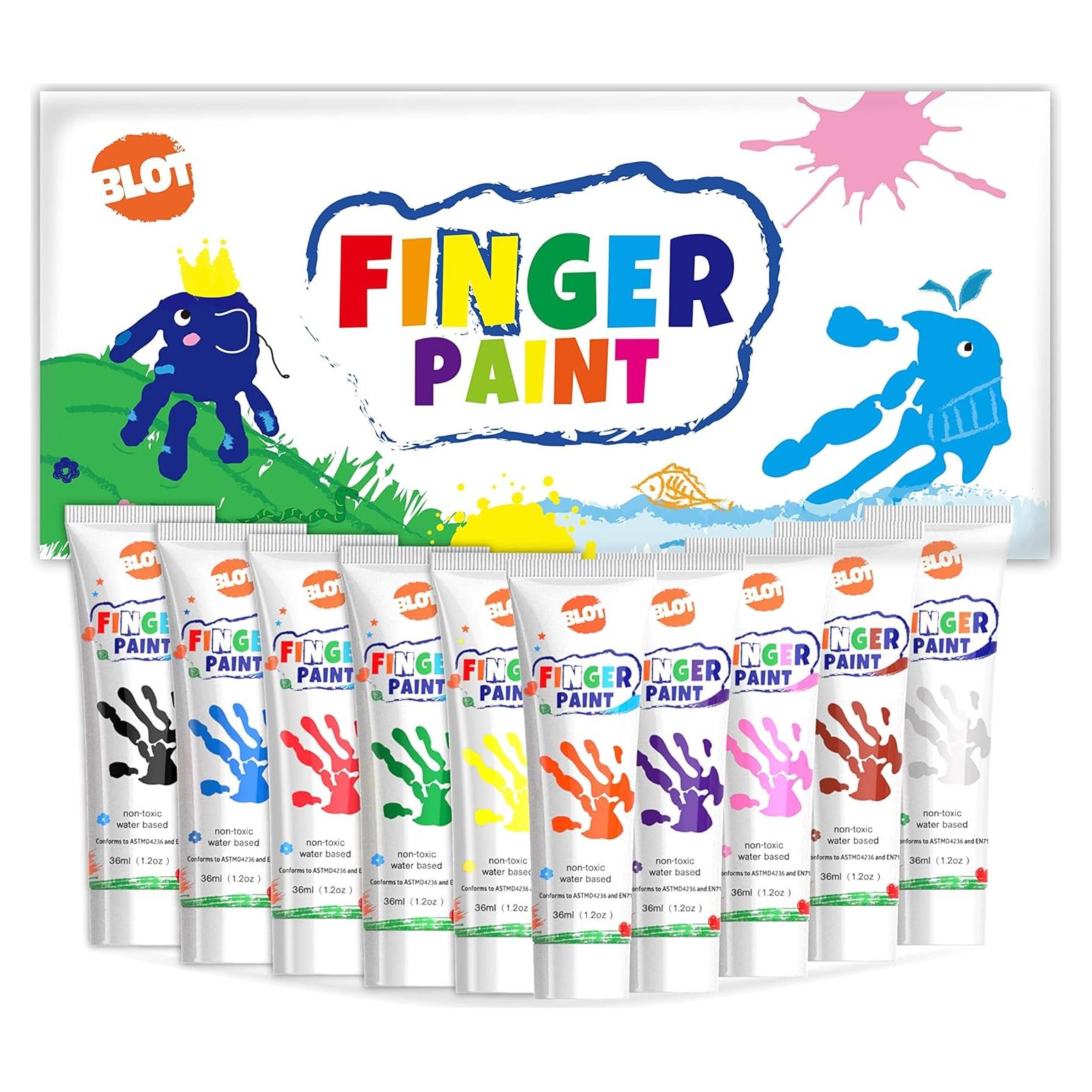 Pintura de Dedos Lavable BLOT 10 Colores 36ml para Niños
