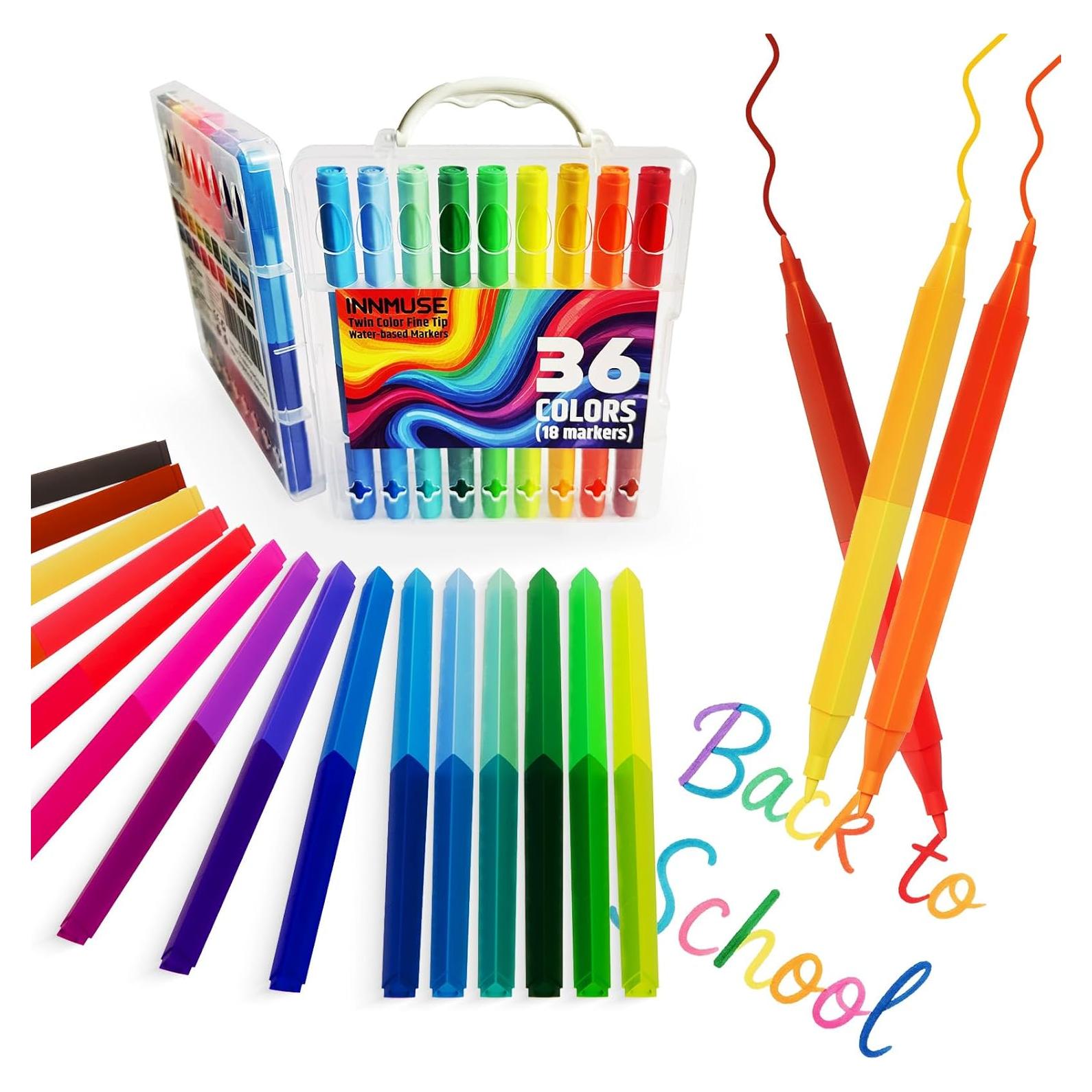 36 Colores Marcadores Doble Cara INNMUSE Lavables No Tóxicos