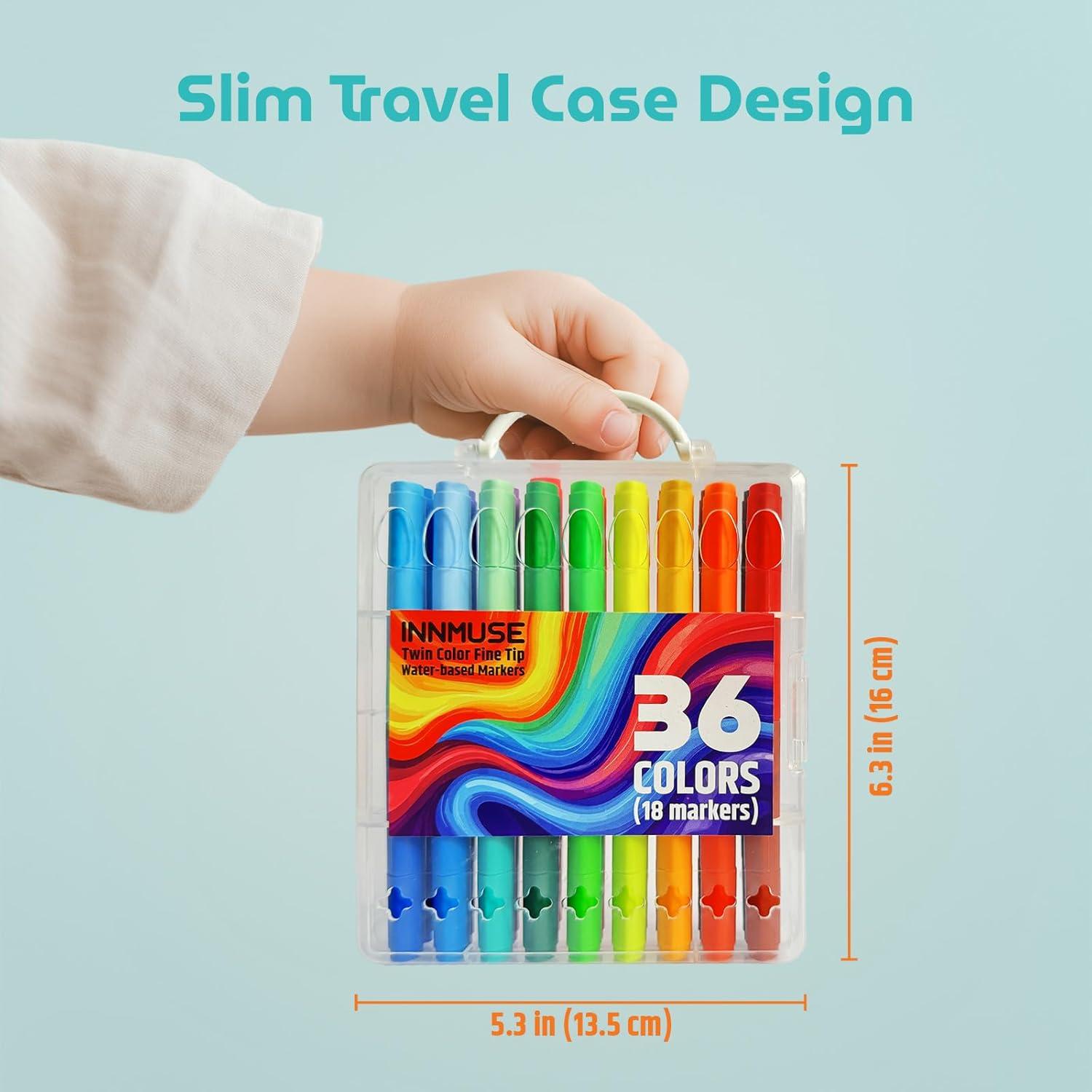 36 Colores Marcadores Doble Cara INNMUSE Lavables No Tóxicos